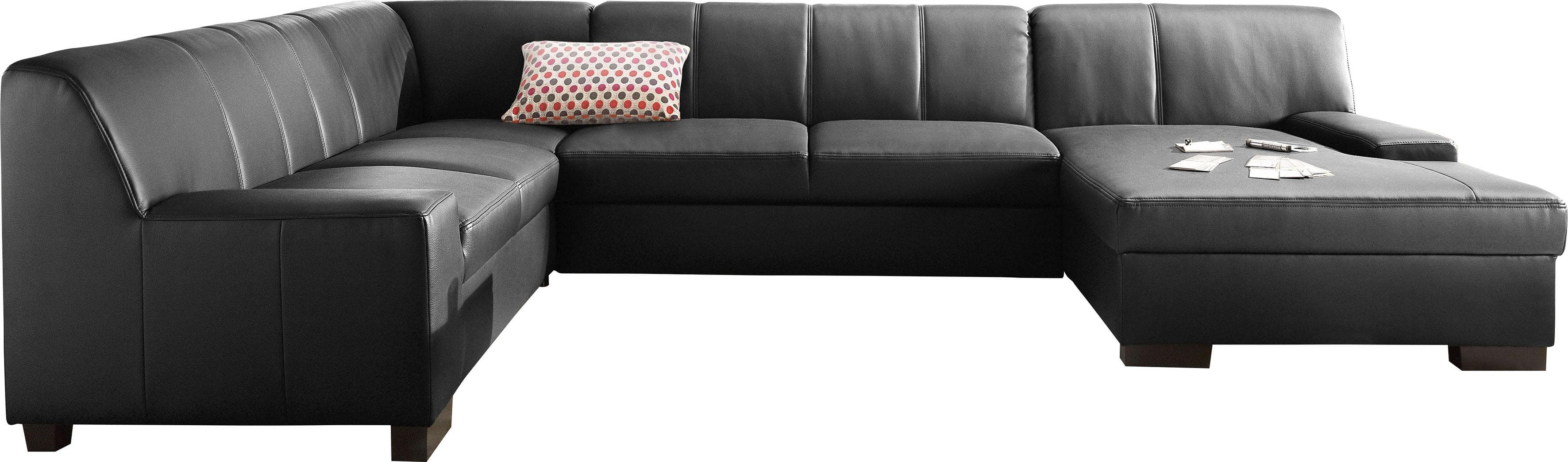 DOMO Wohnlandschaft Norma Schwarz U-Form mit Recamiere