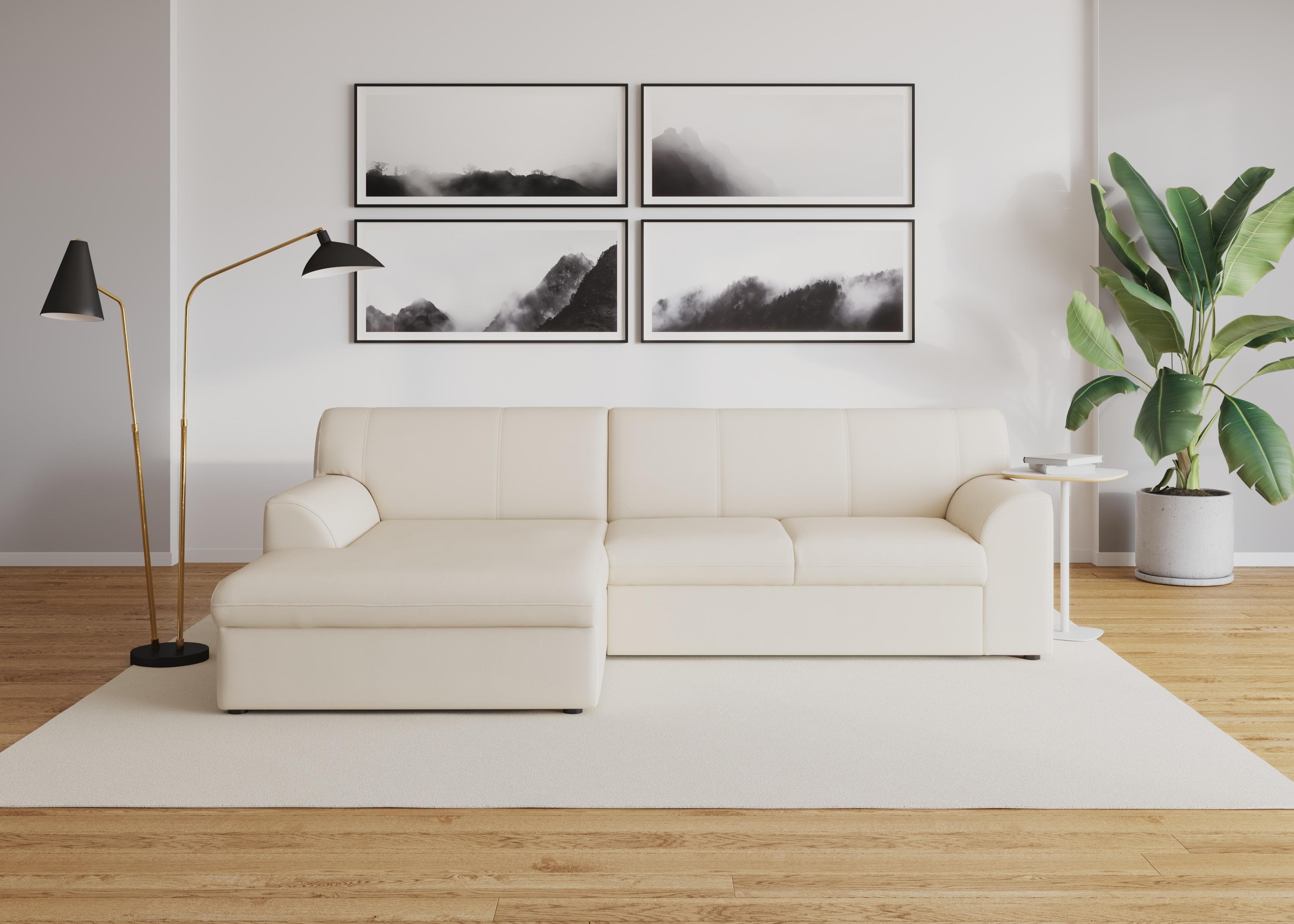 DOMO COLLECTION Ecksofa Topper L-Form Creme mit Schlaffunktion