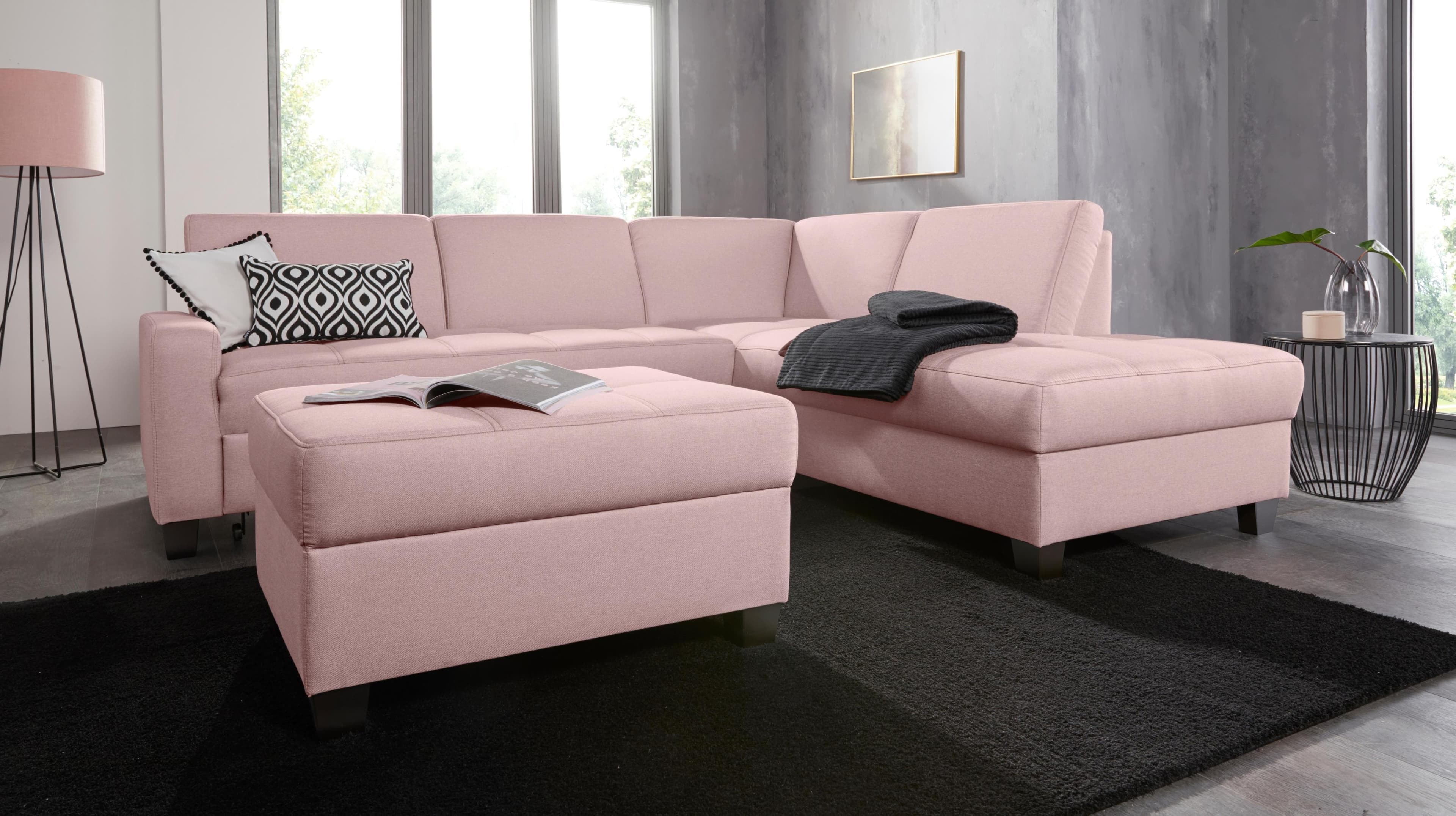 DOMO Collection Ecksofa Florentina Rosa mit Bettfunktion