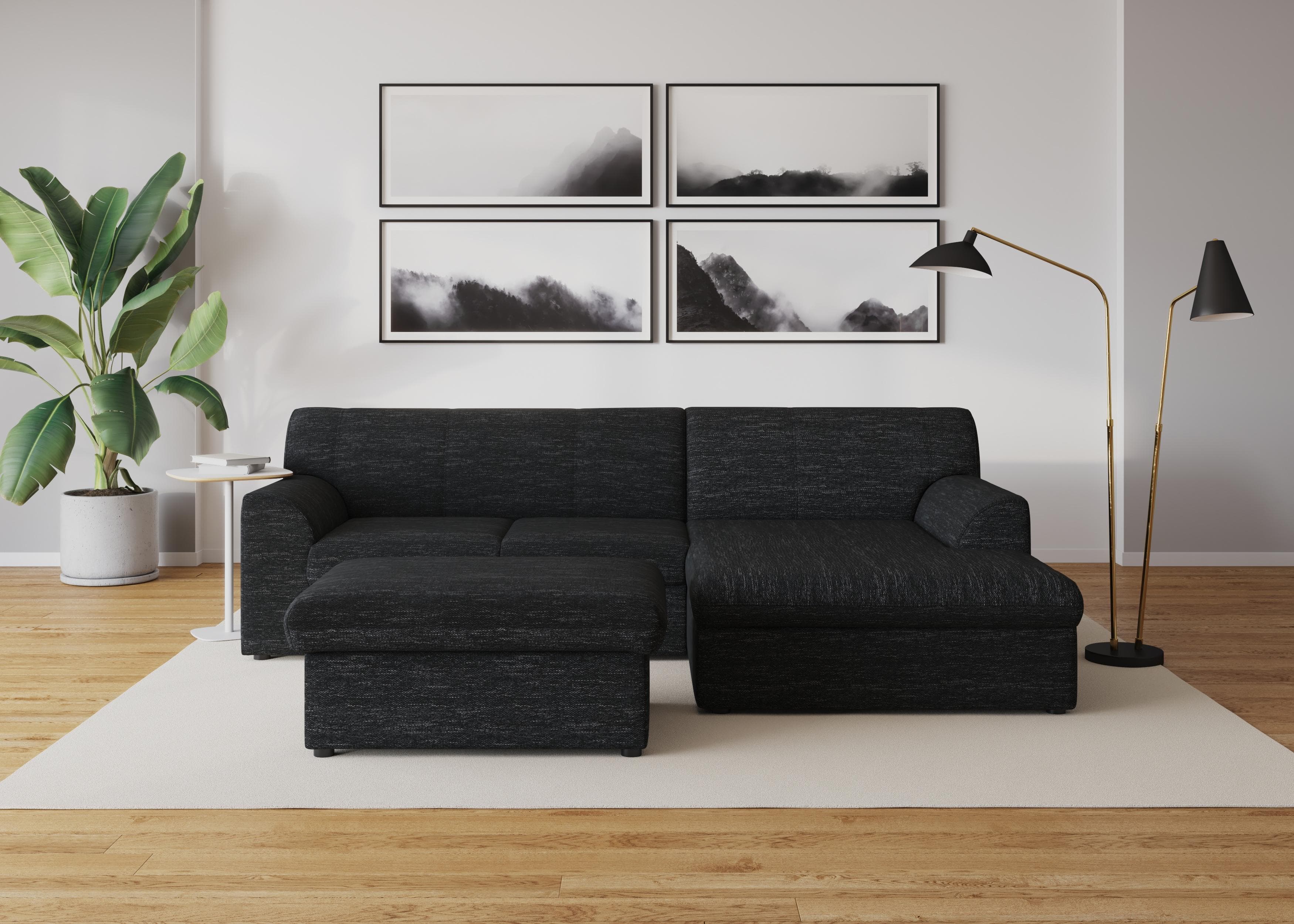 DOMO COLLECTION Ecksofa Topper Anthrazitgrau mit Recamiere