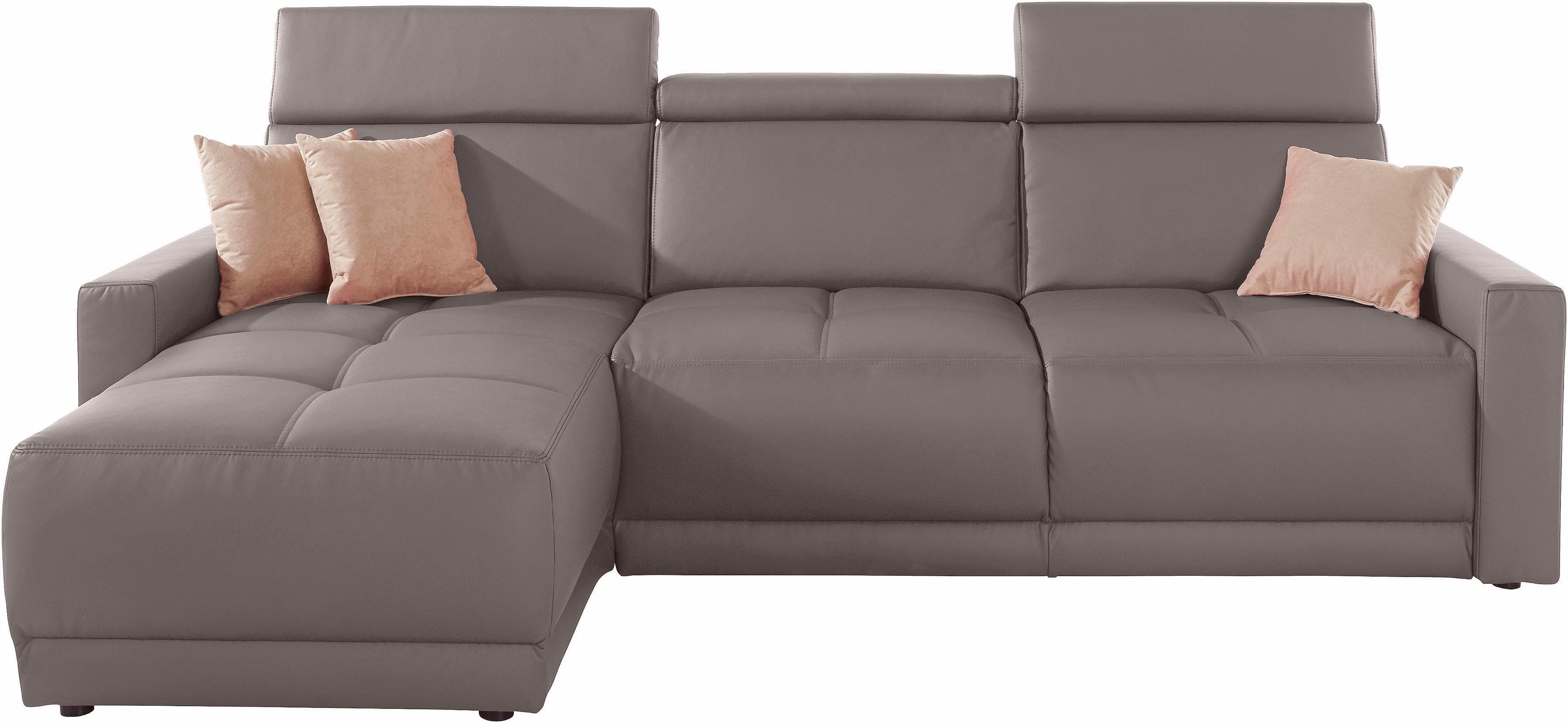 DOMO COLLECTION Ecksofa Ava Braun Kunstleder L-Form mit Recamiere