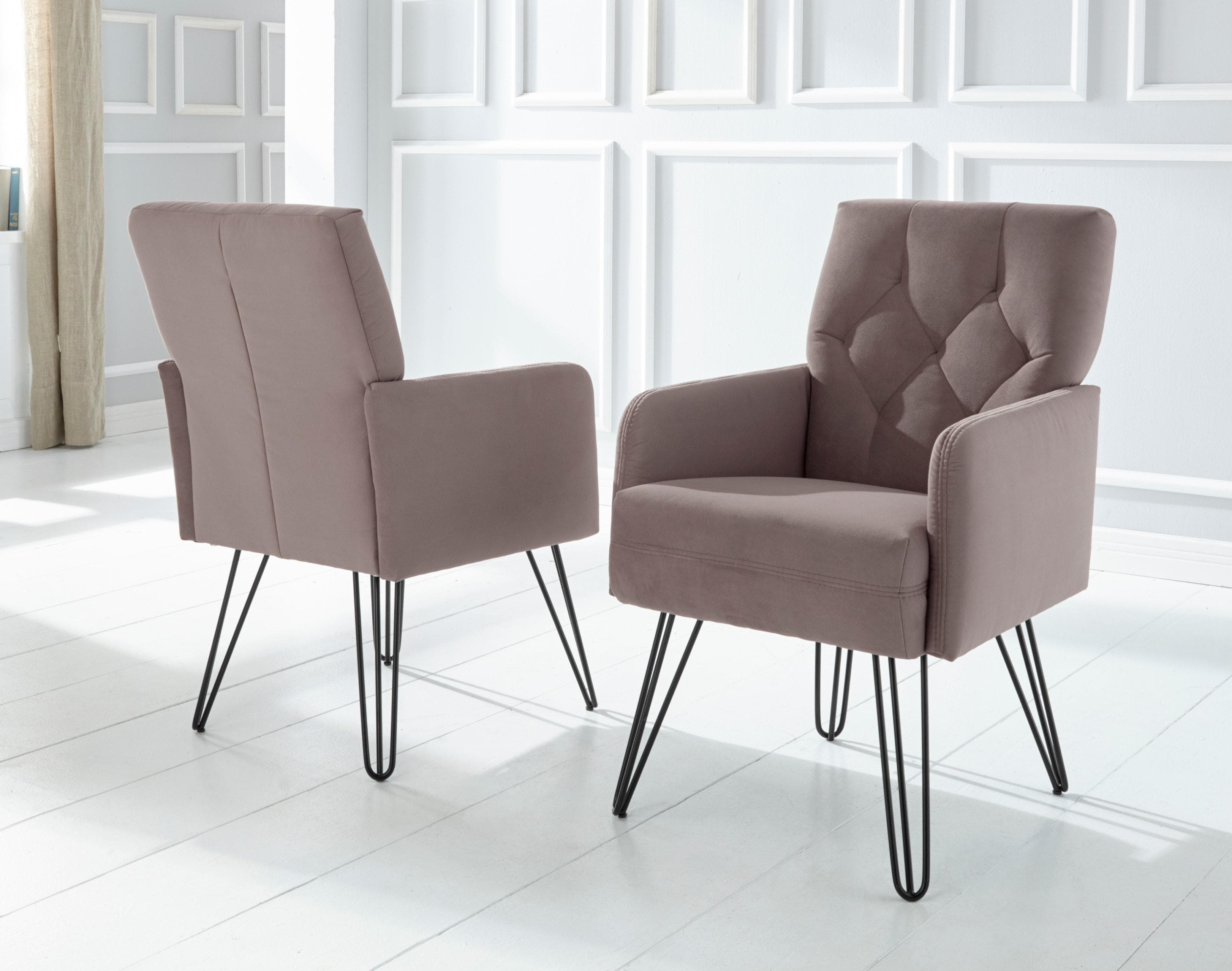 EXXPO Loungesessel Doppio Taupe Samtvelours Designuntergestell