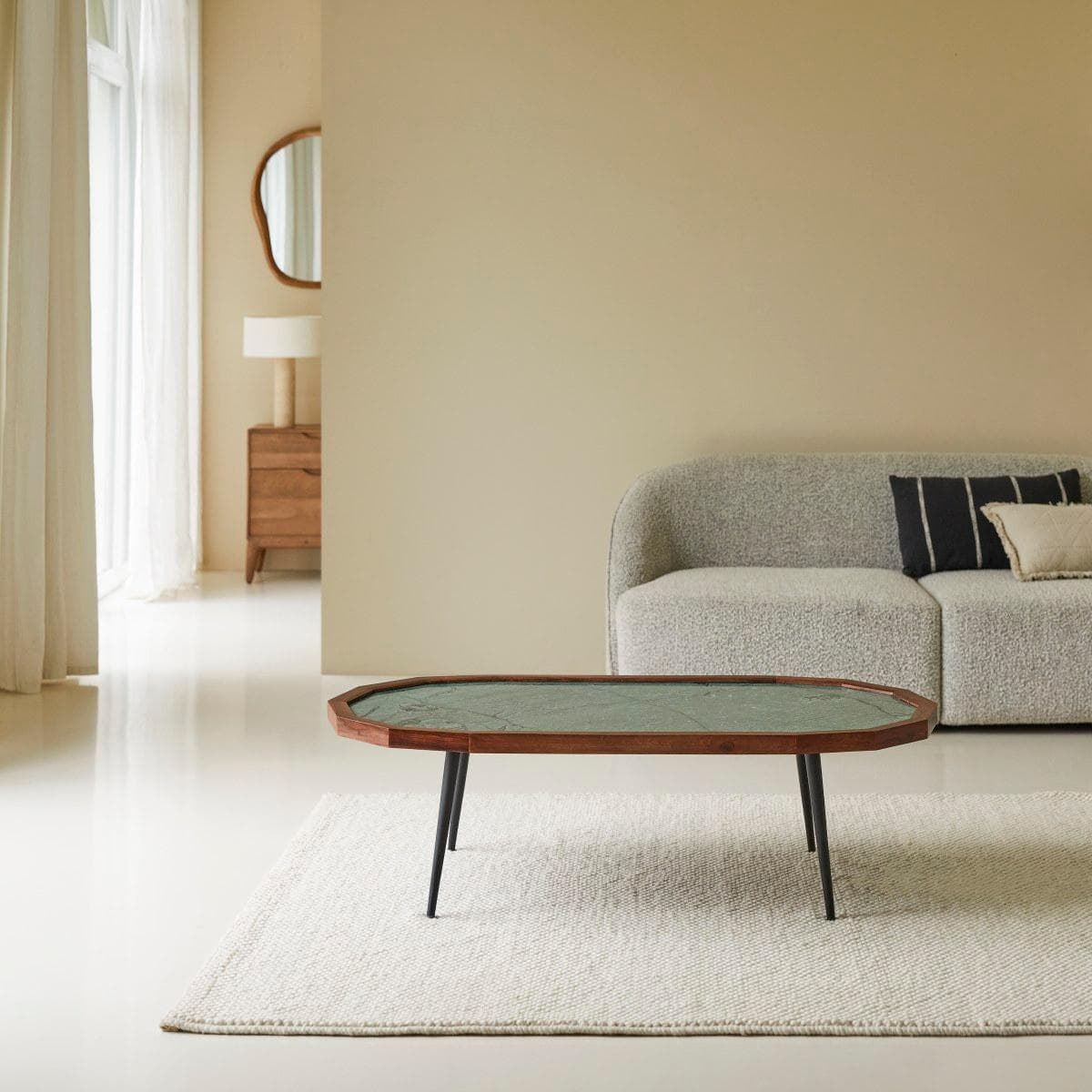 Couchtisch aus Palisanderholz und Marmor 120 × 60 Jade