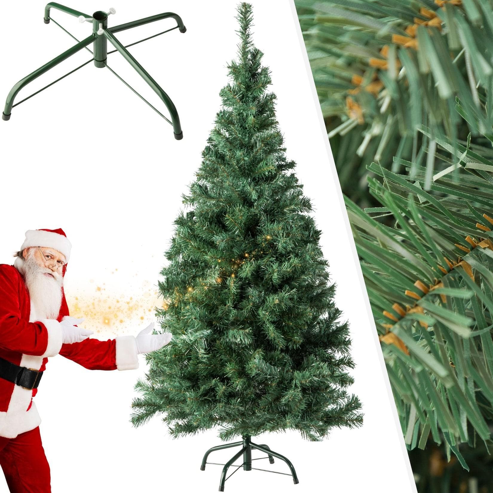 TecTake Weihnachtsbaum künstlich Grün formbar mit Metallständer
