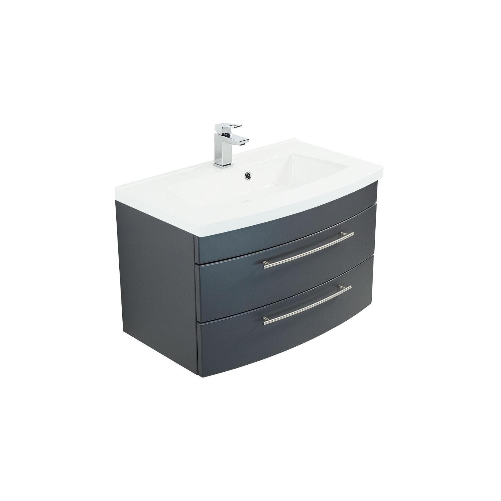 Posseik Badmöbel Waschtisch Luna 80 mit runder Front Anthrazit
