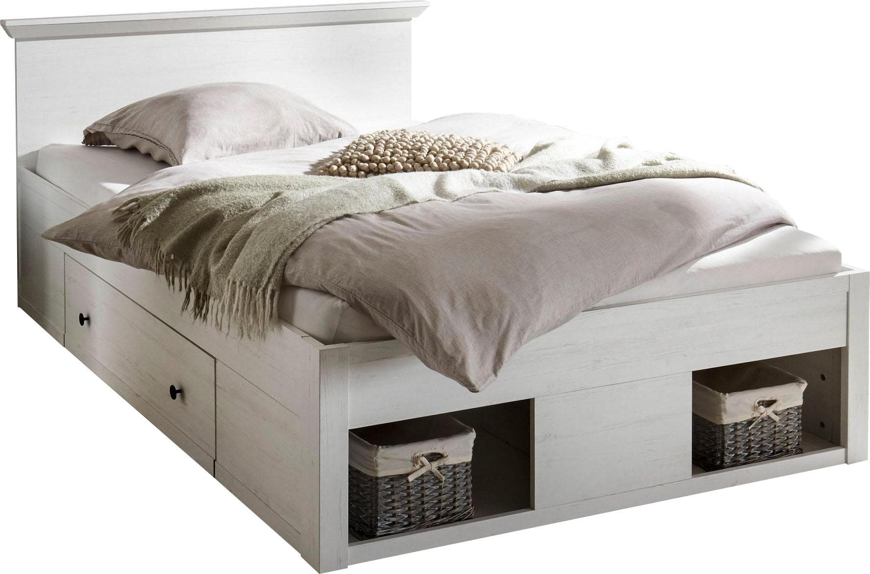 HOME AFFAIRE California Doppelbett Landhausstil Weiß Pinie
