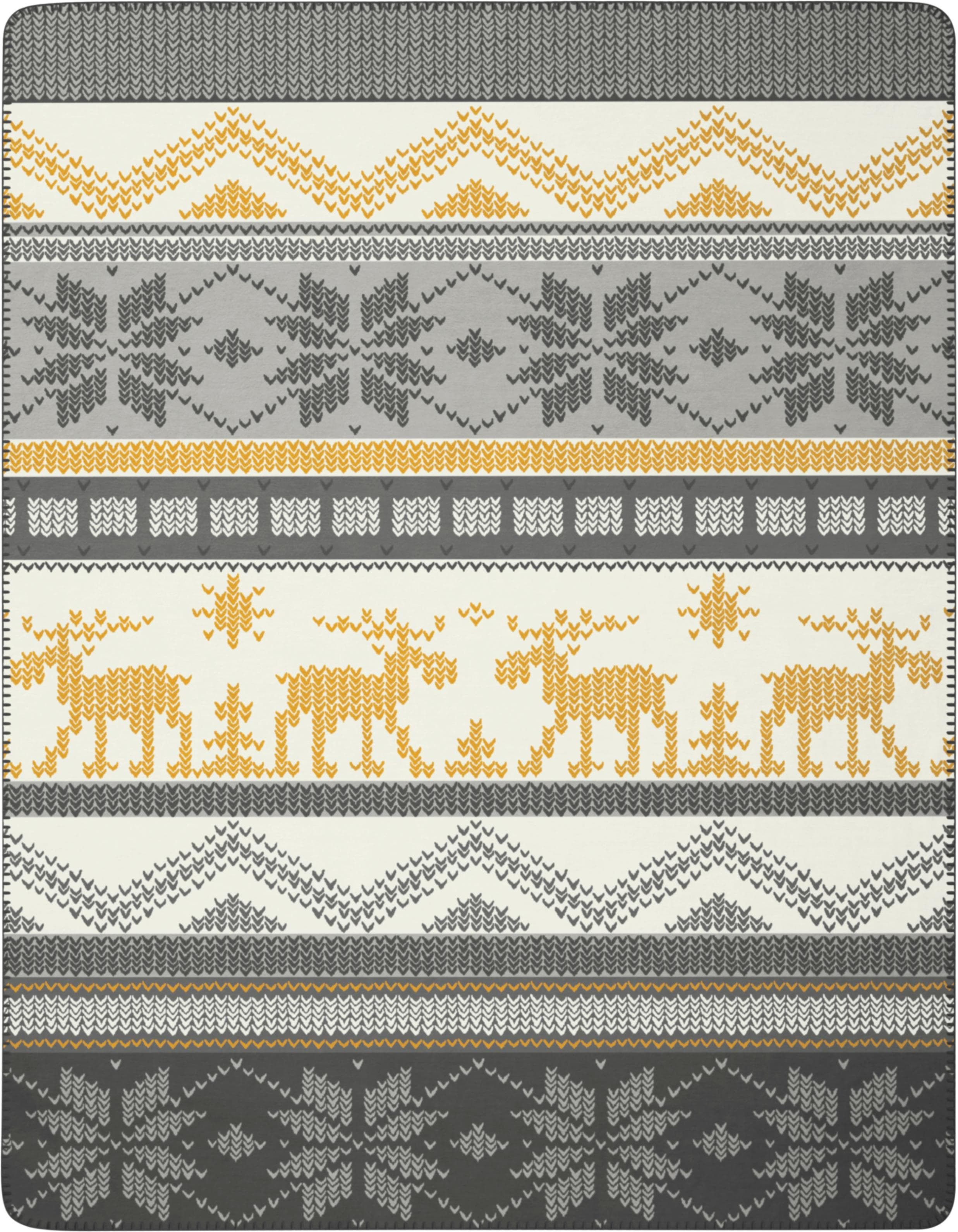 BIEDERLACK Wohndecke Winter Knit Grau mit Winterdesign
