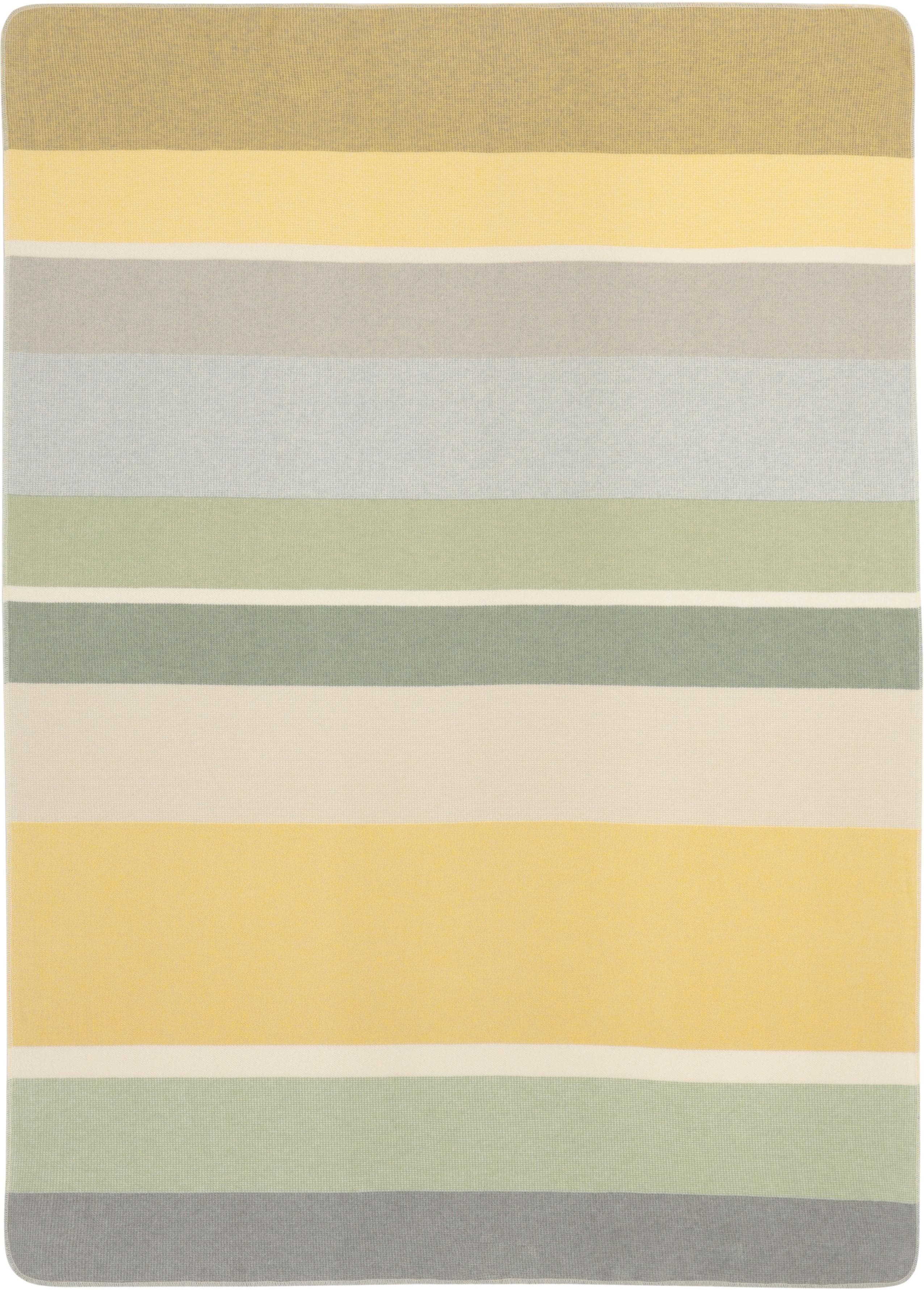 Biederlack Wohndecke Baumwolle Gelb Grün Overlock