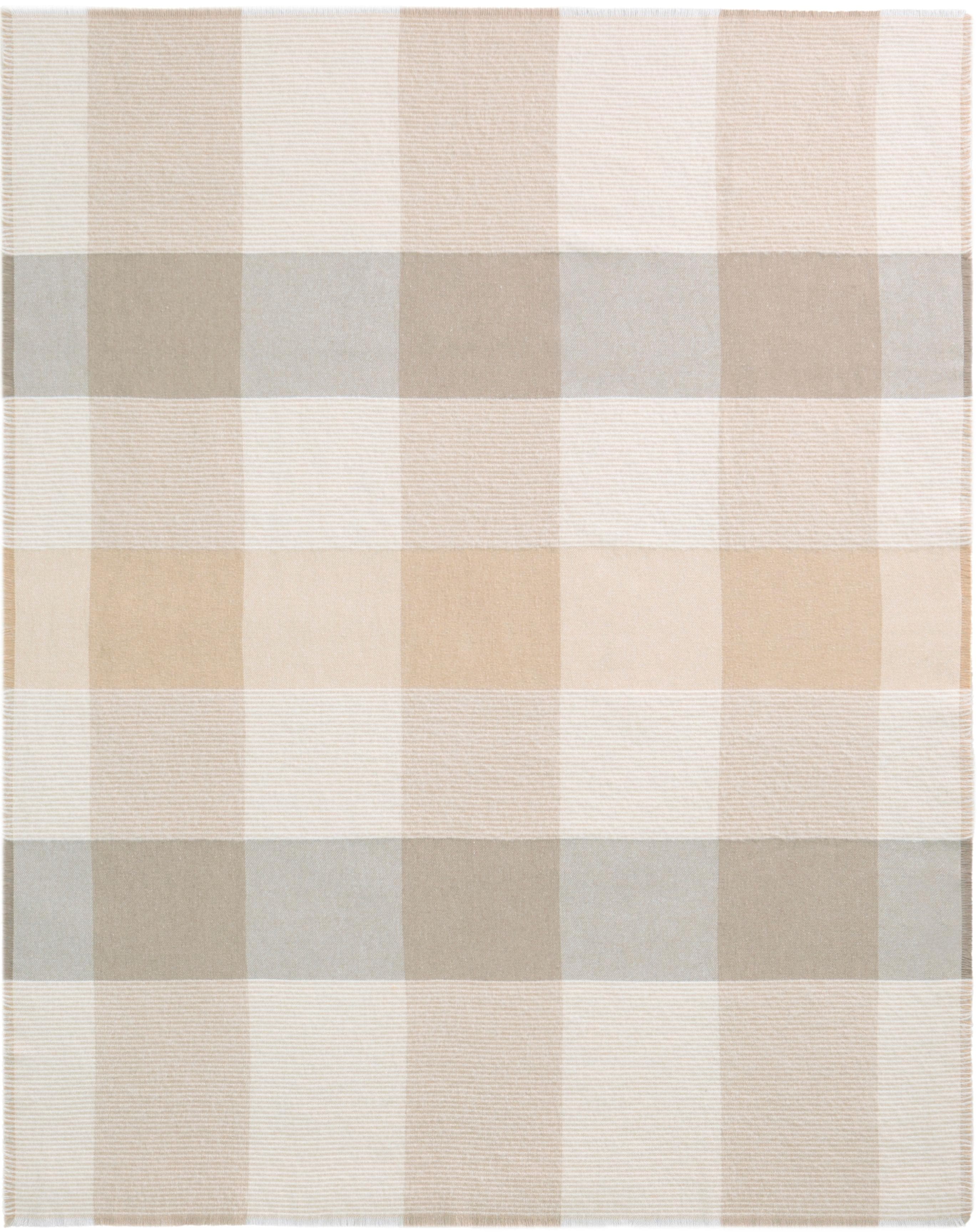BIEDERLACK Plaid White Bouclé Braun Klassisches Karodesign