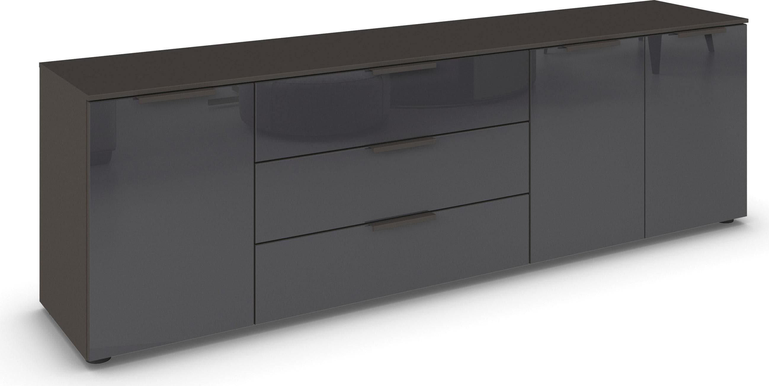 Rauch FLIPP Kombikommode Grau mit Glasfront und Soft-Close