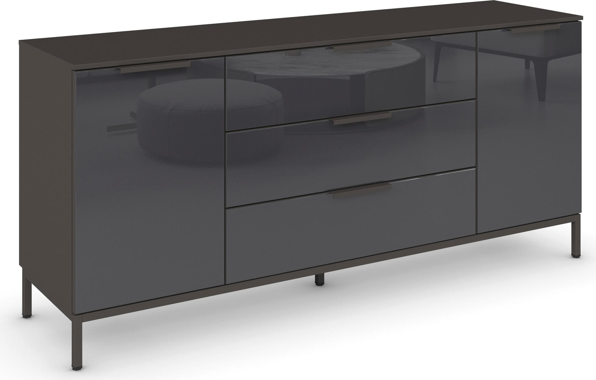 Rauch Kombikommode FLIPP mit Glasfront Graphit Soft-Close