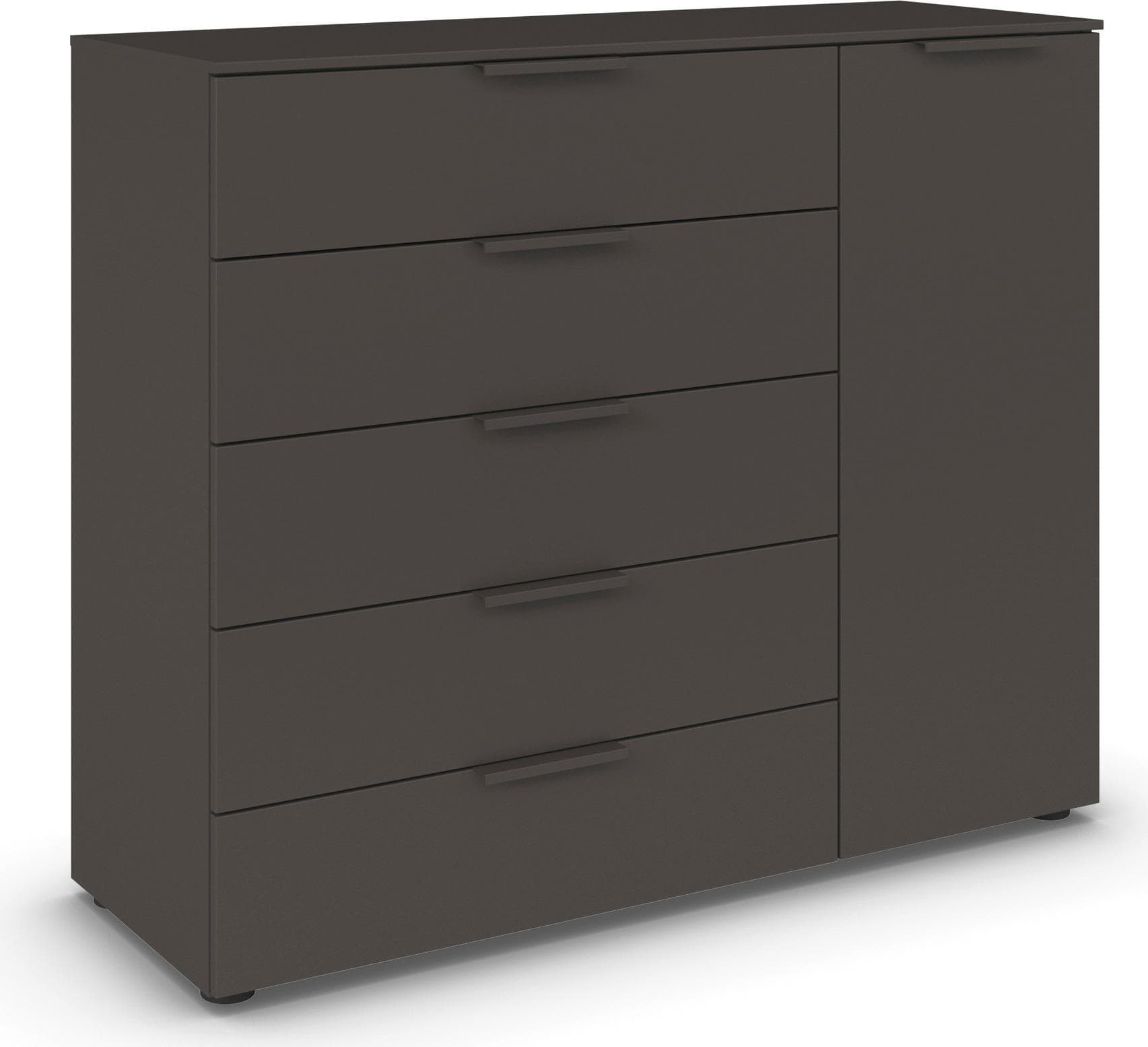 rauch Schubkastenkommode Flipp Kommode Sideboard Wäscheschrank, 1-türig mit 5 Schubladen und Soft-Close-Funktion