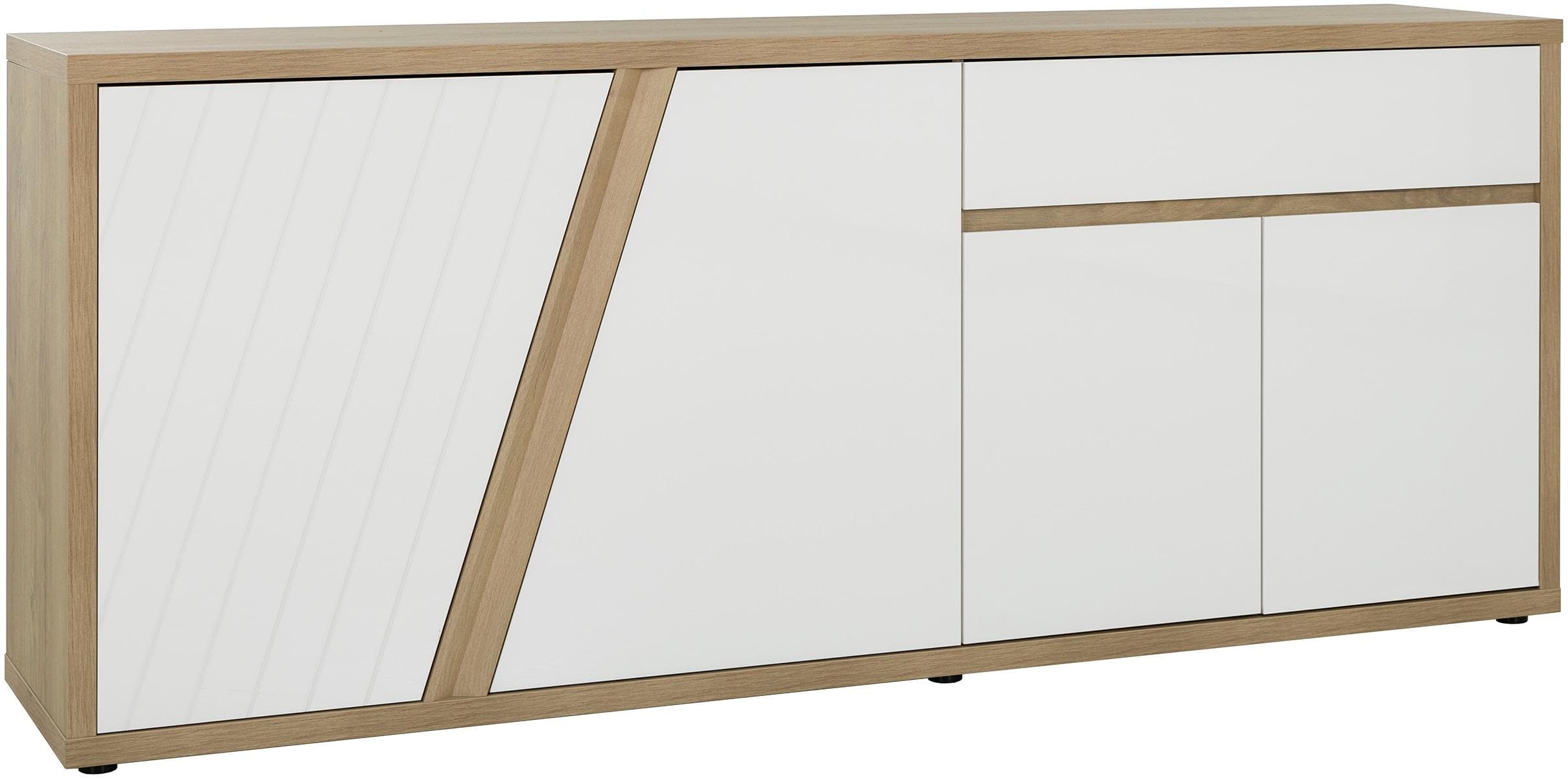 Sideboard GAMI EPURA weiß Eiche-Nachbildung 4 Türen 1 Schublade