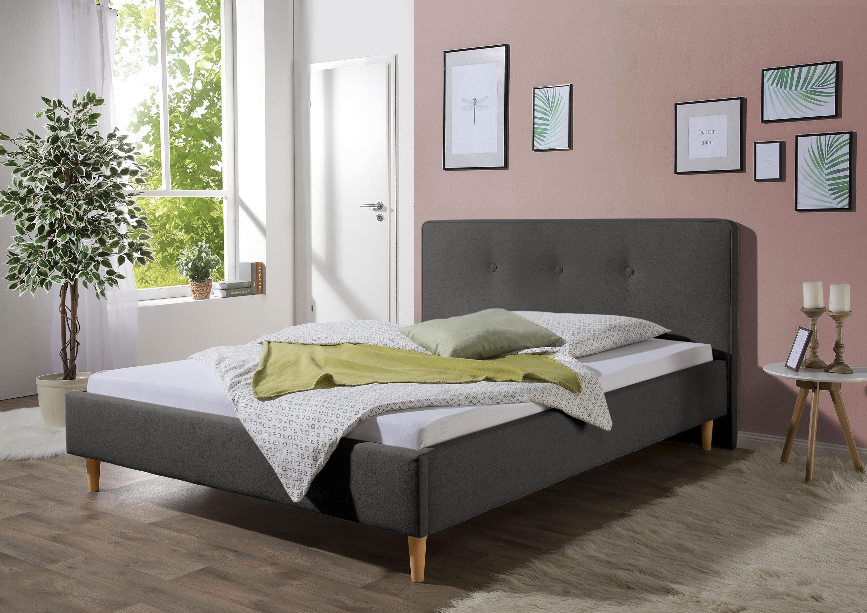 Maintal Polsterbett Lonepine - Gemütliches Holzgestell mit Konischen Füßen