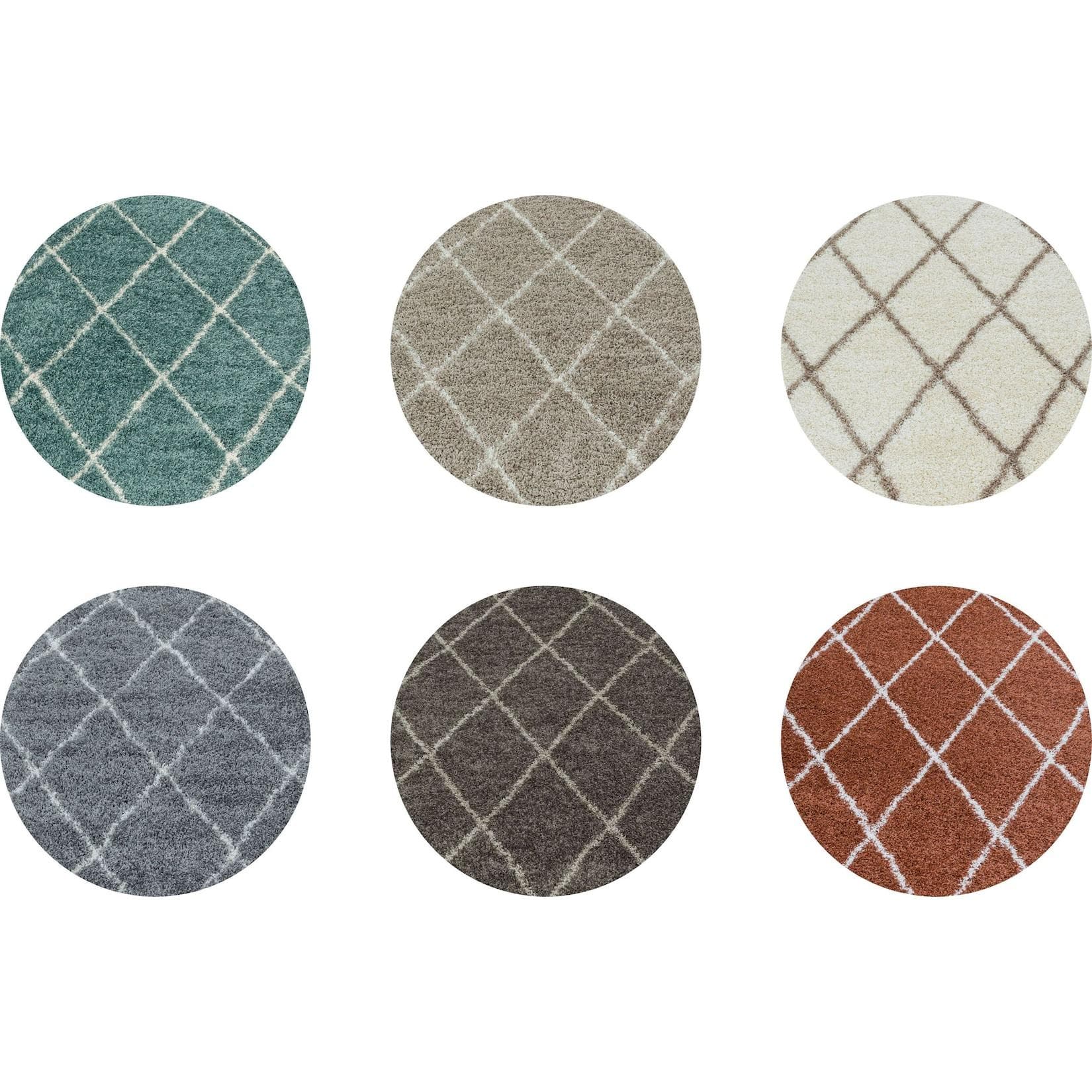 Ayyildiz Runder Hochflor Teppich Skandinavischer Stil Rautenmuster