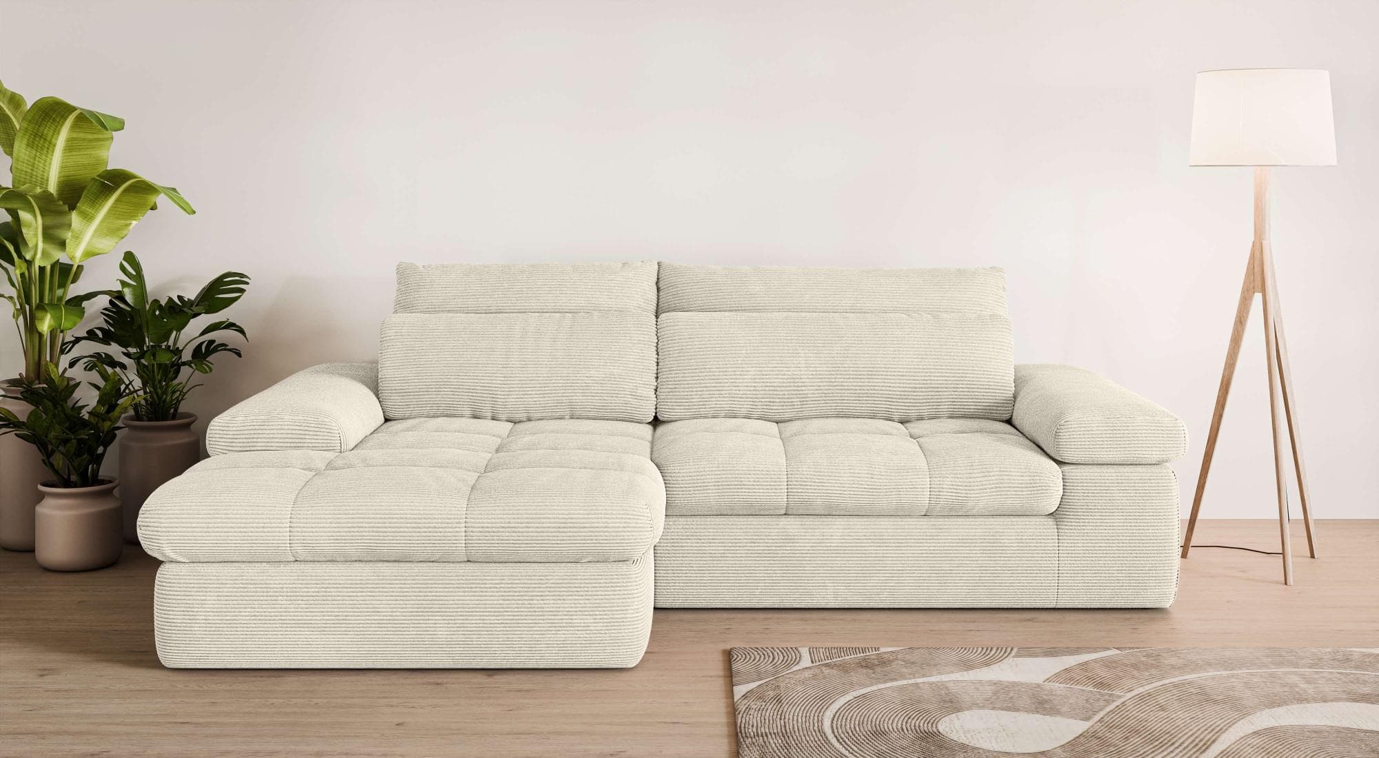 Home Affaire Ecksofa ALVERIE mit Recamiere Creme Polyester