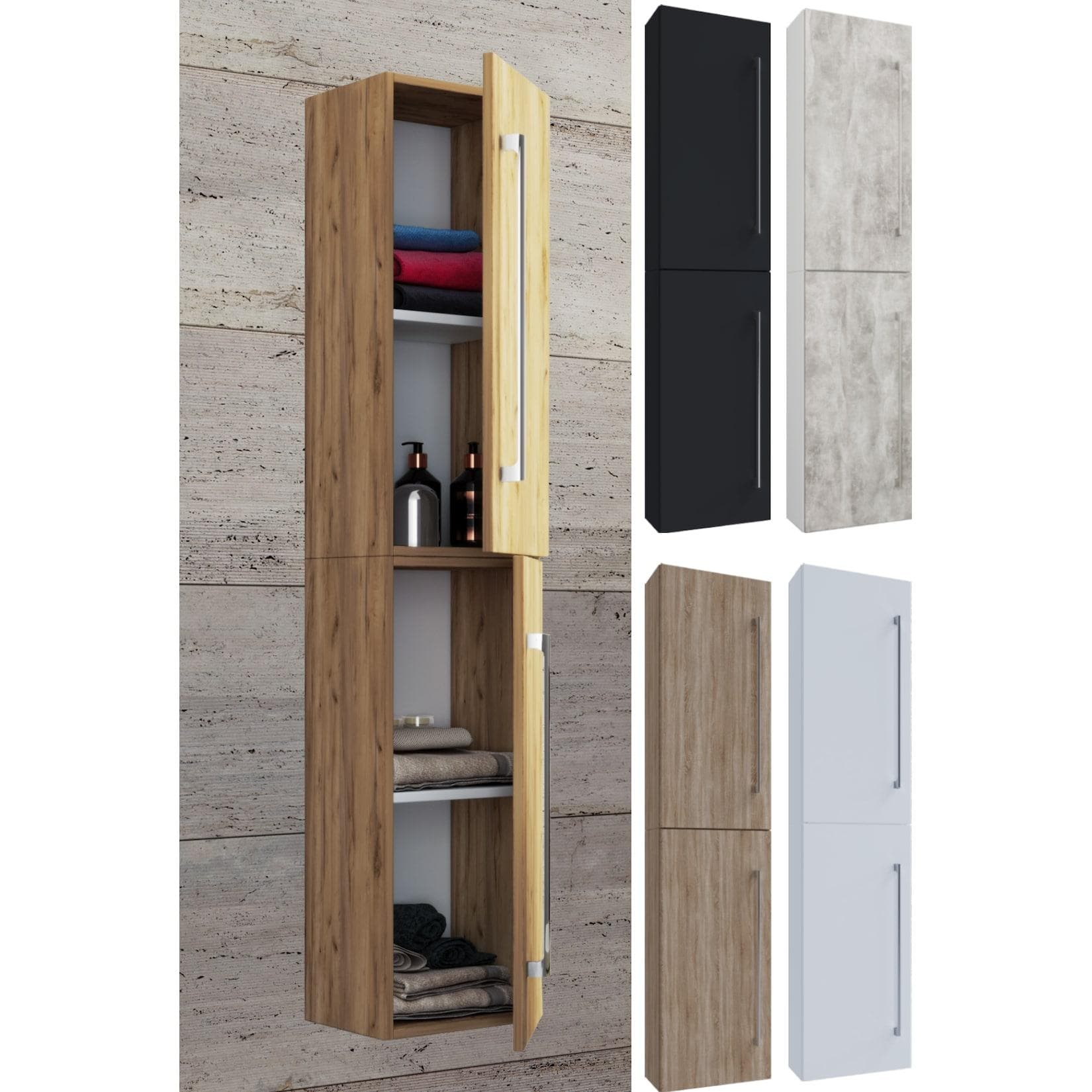 VCM Hochschrank Holz Badmöbel Badschrank