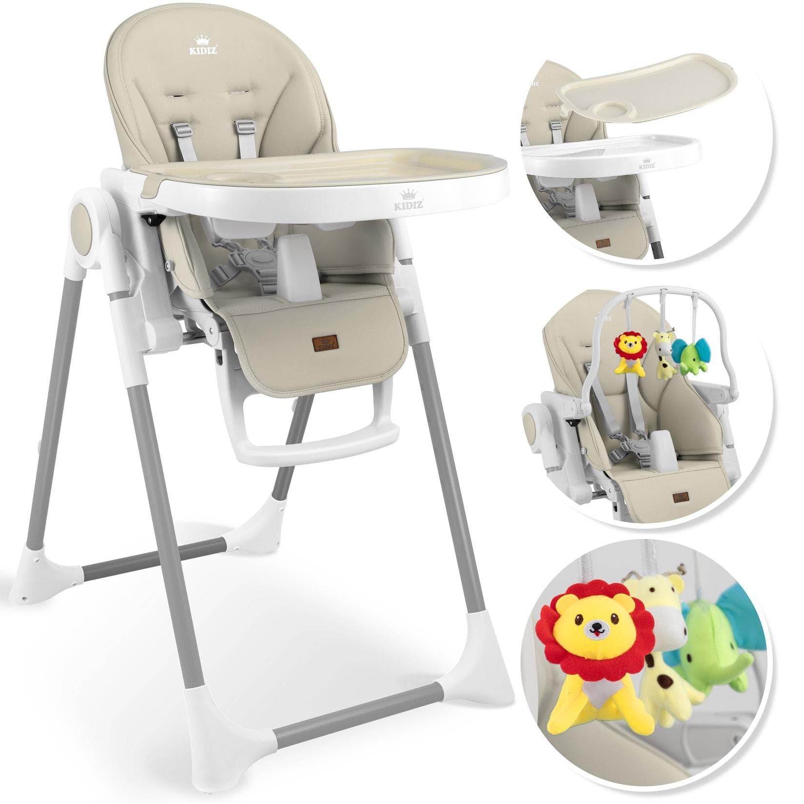 KIDIZ® 3in1 Hochstuhl Kinderhochstuhl inkl. Spielbügel, Babyliege, Kombihochstuhl, Babyhochsitz