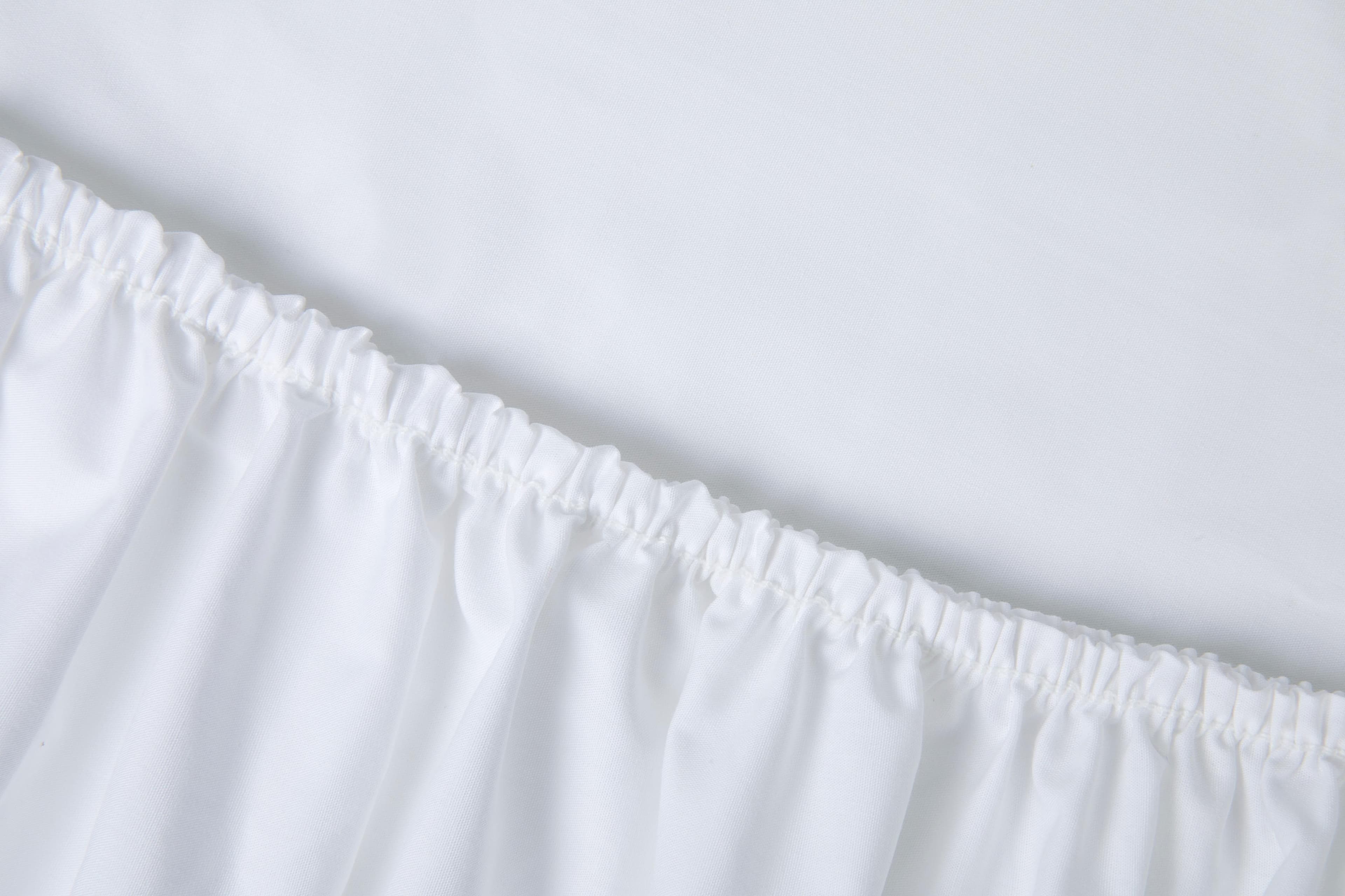 KAYORI Spannbettlaken Edo Weiß Mako-Satin 100% Bio-Baumwolle