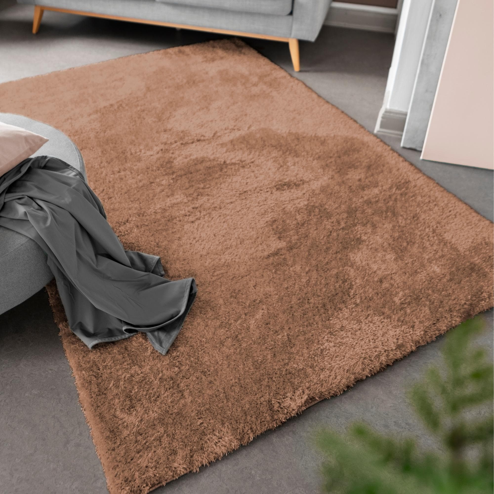 LUXOR LIVING Hochflor-Teppich Gela Grau Taupe Uni Polyester