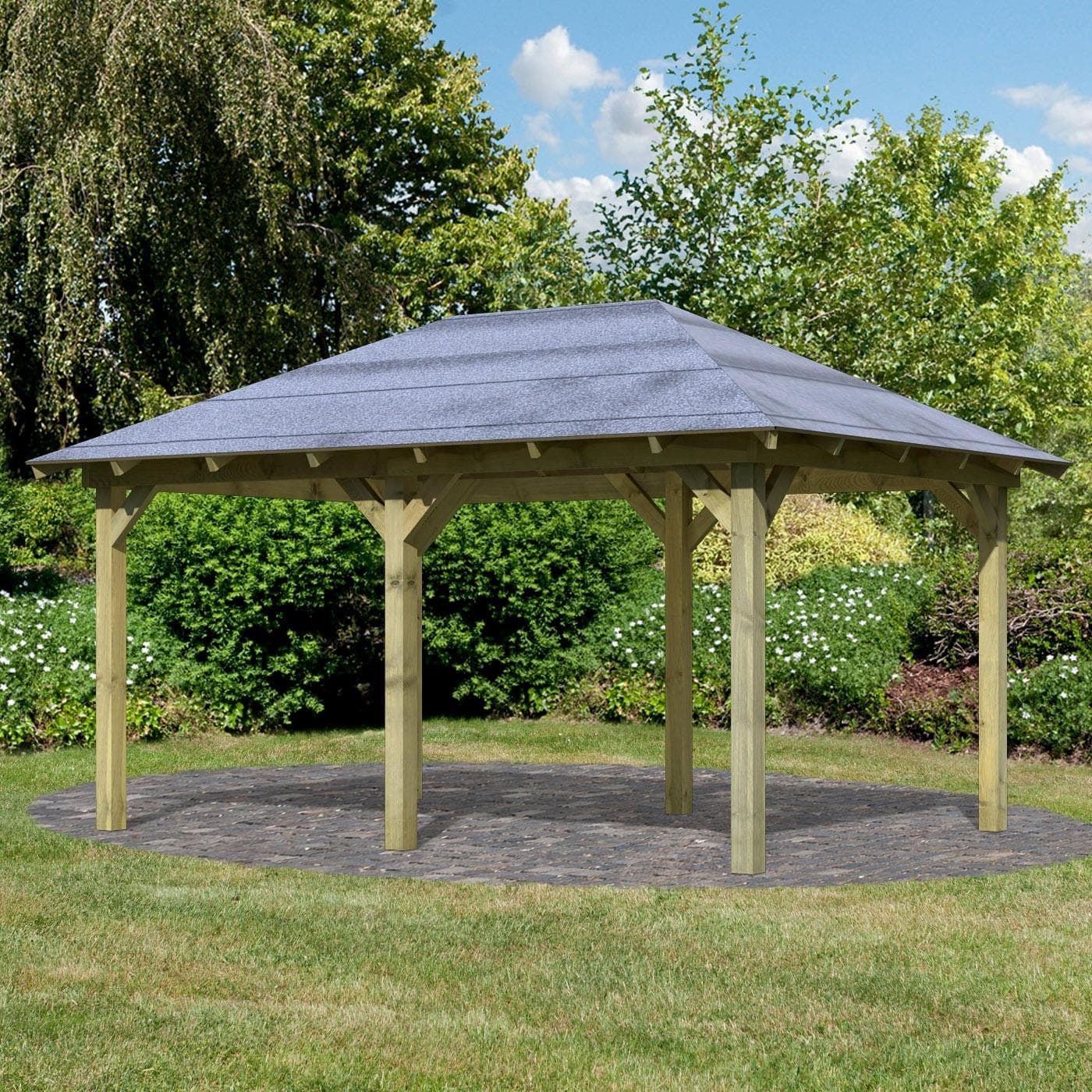 Pavillon KARIBU Mailand Grau Holz Fichte