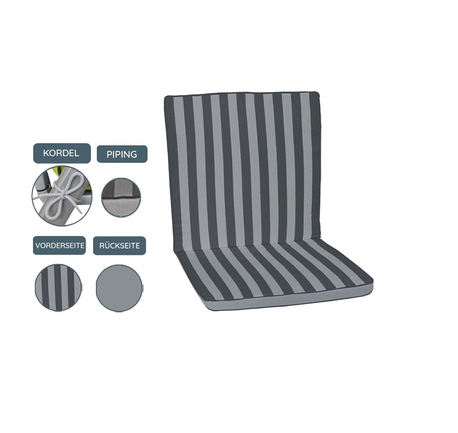 Sansibar Sylt Polsterauflage Sansibar Garden Dream Wendeauflage Niedriglehner Garten Grau Olefin