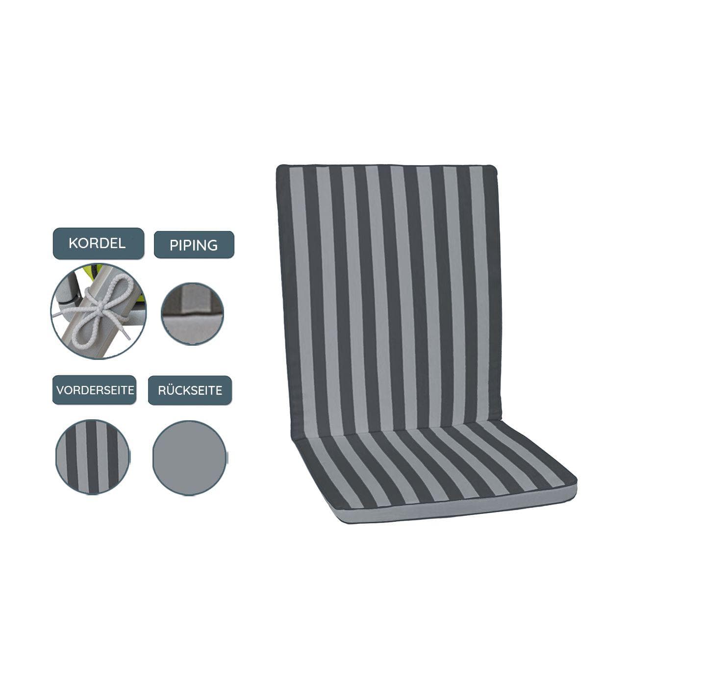 Sansibar Sylt Hochlehnerauflage Grau Olefin Wendeauflage