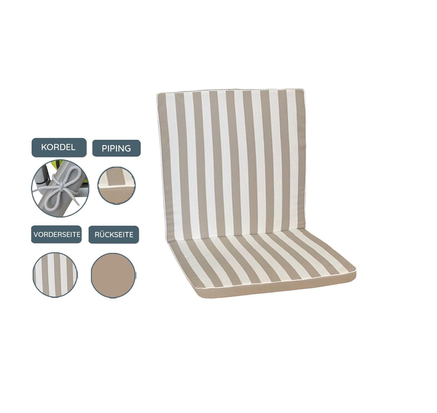 Sansibar Sylt Polsterauflage Sansibar Garden Dream Wendeauflage Beige Olefin