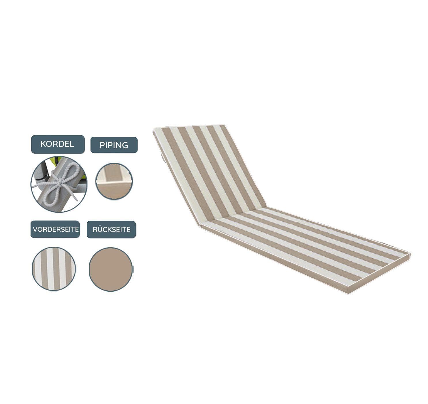Sansibar Sylt Liegenauflage Sansibar Garden Dream Wendeauflage Beige Olefin
