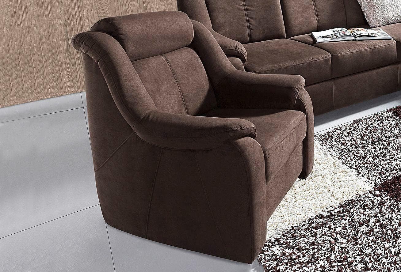 SIT & MORE Sessel Basel Braun Luxus-Microfaser & Leder