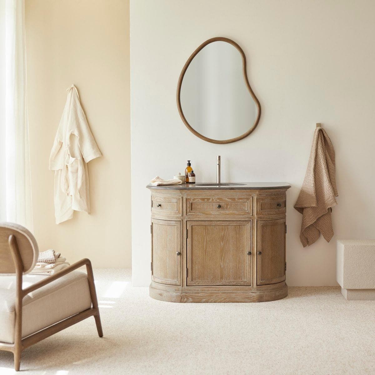 Tikamoon Badmöbel Louise mit Waschbecken 110 cm Eiche