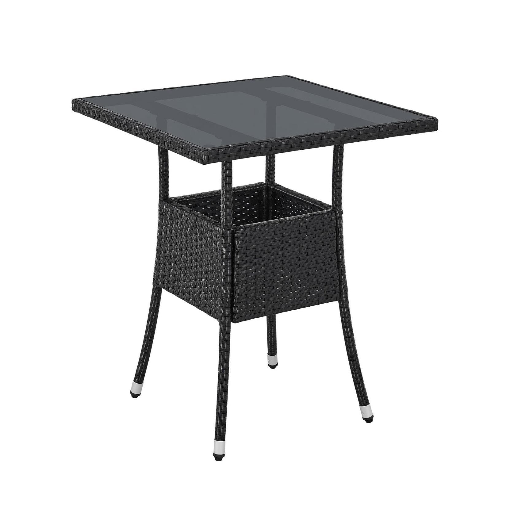 Juskys Gartentisch Yoro Schwarz Polyrattan Wetterfest