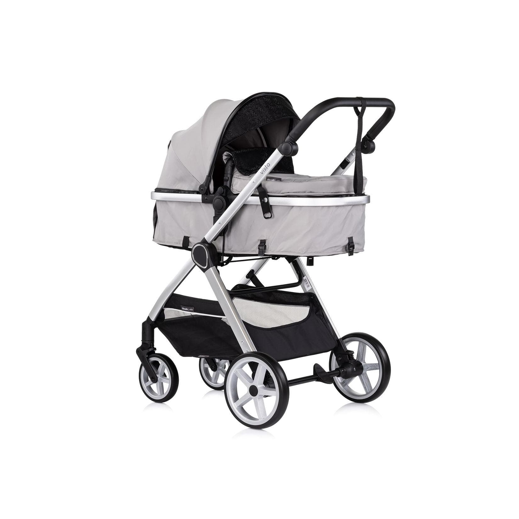 Chipolino Kombikinderwagen 2 in 1 Vista Grau mit Wickeltasche