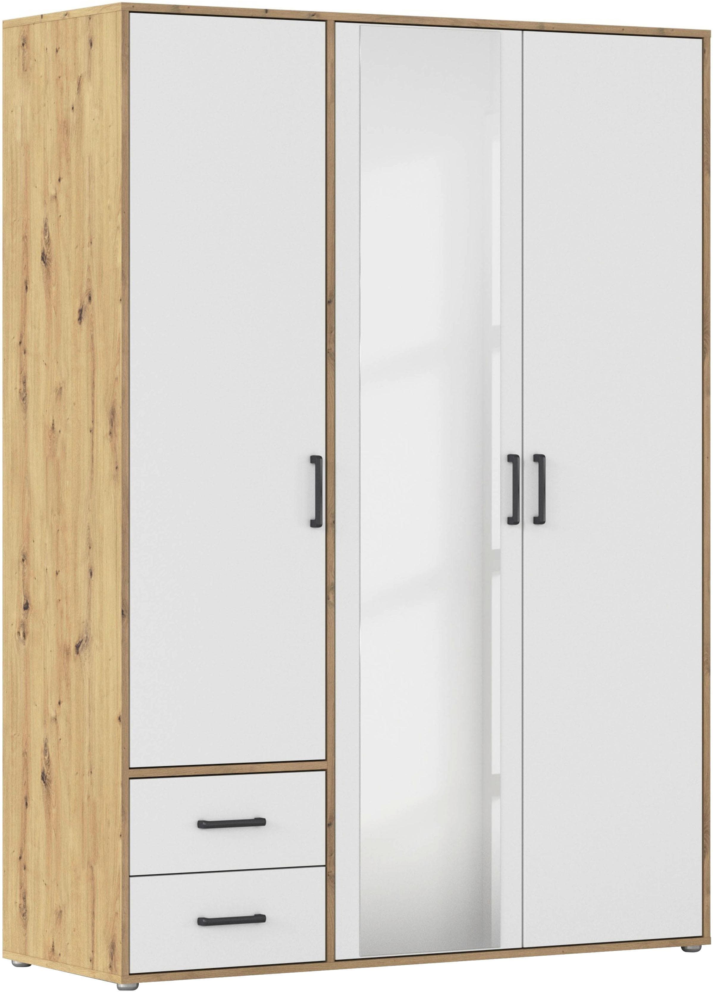 Rauch VOYAGER Drehtürenschrank Weiß Eiche Artisan mit Schubkästen