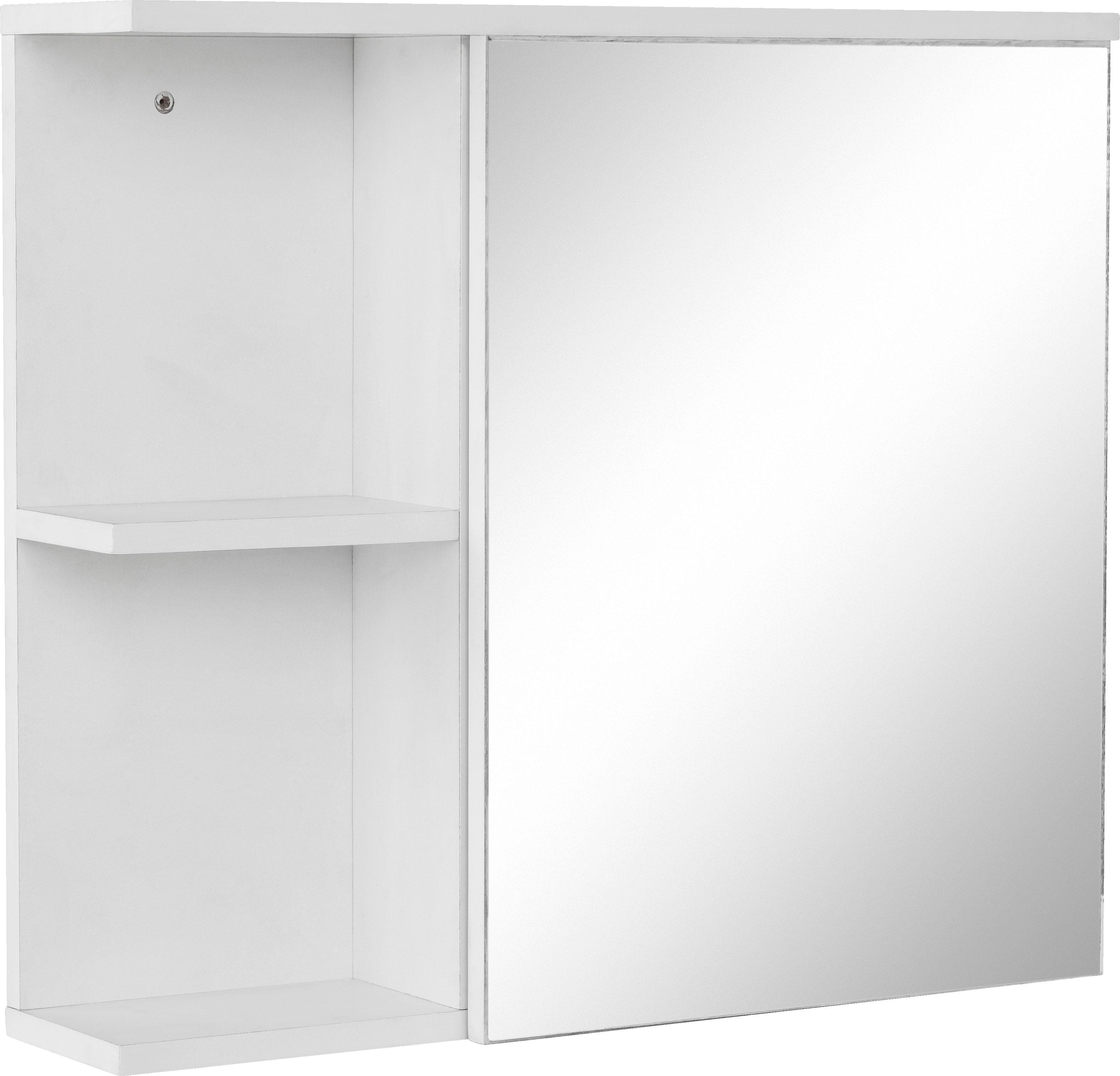 WELLTIME Badezimmerspiegelschrank Stian Weiß Spiegeltür Push-to-open