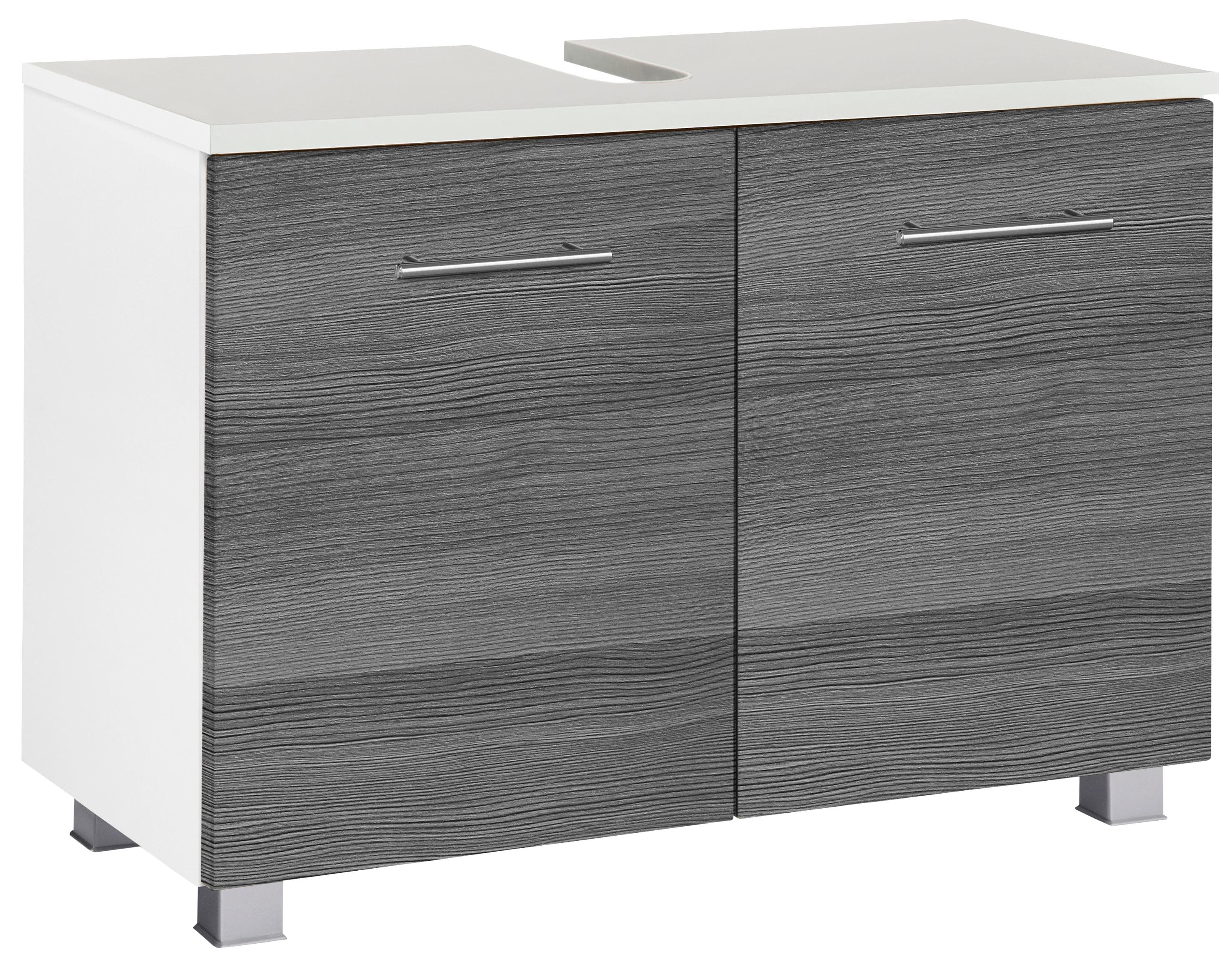 WELLTIME Trento Waschbeckenunterschrank 80cm Eiche Rauchsilber