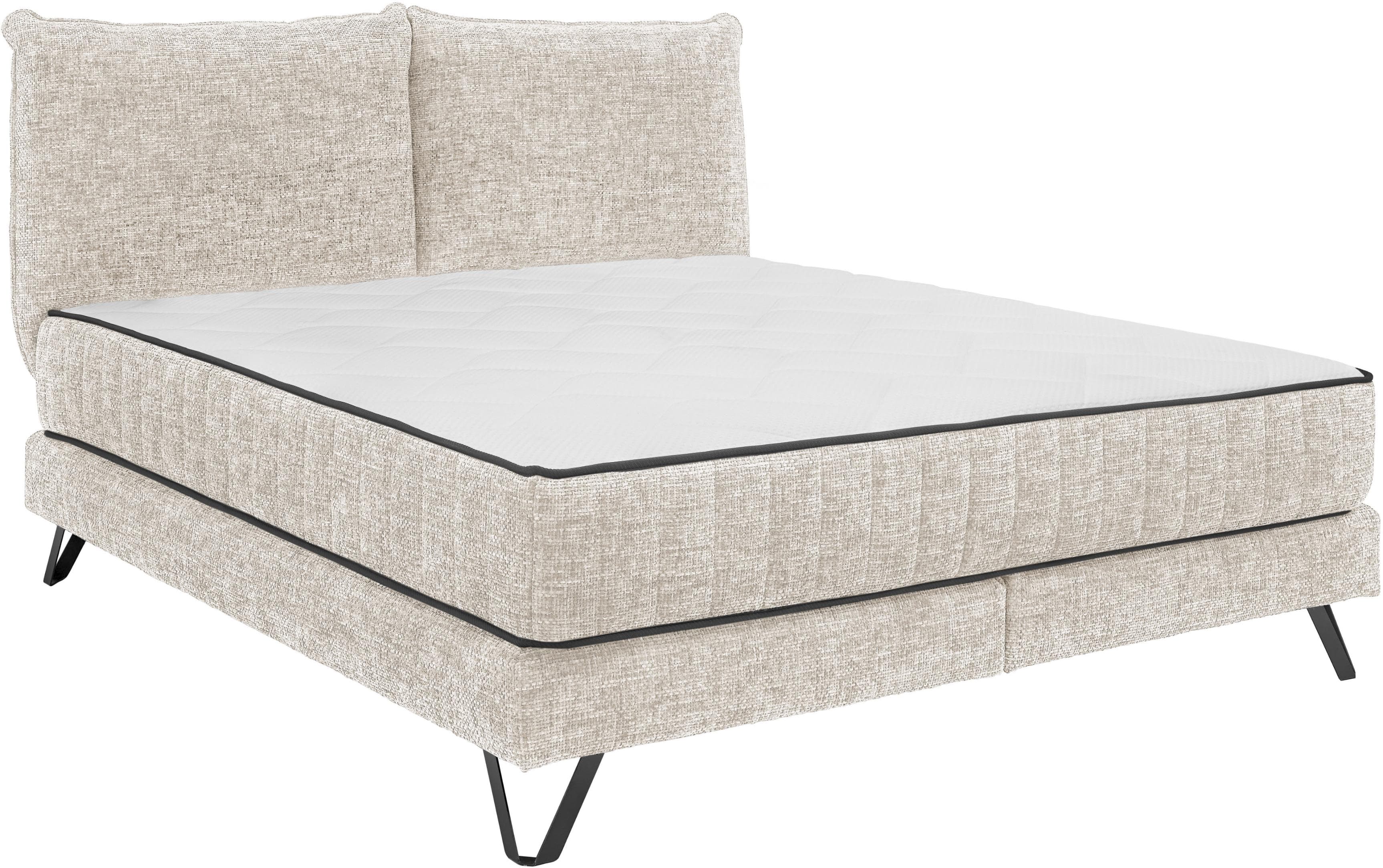 Boxspringbett Baldwin Duo-Matratze H3/H4 180x200 cm Weiss Ivory