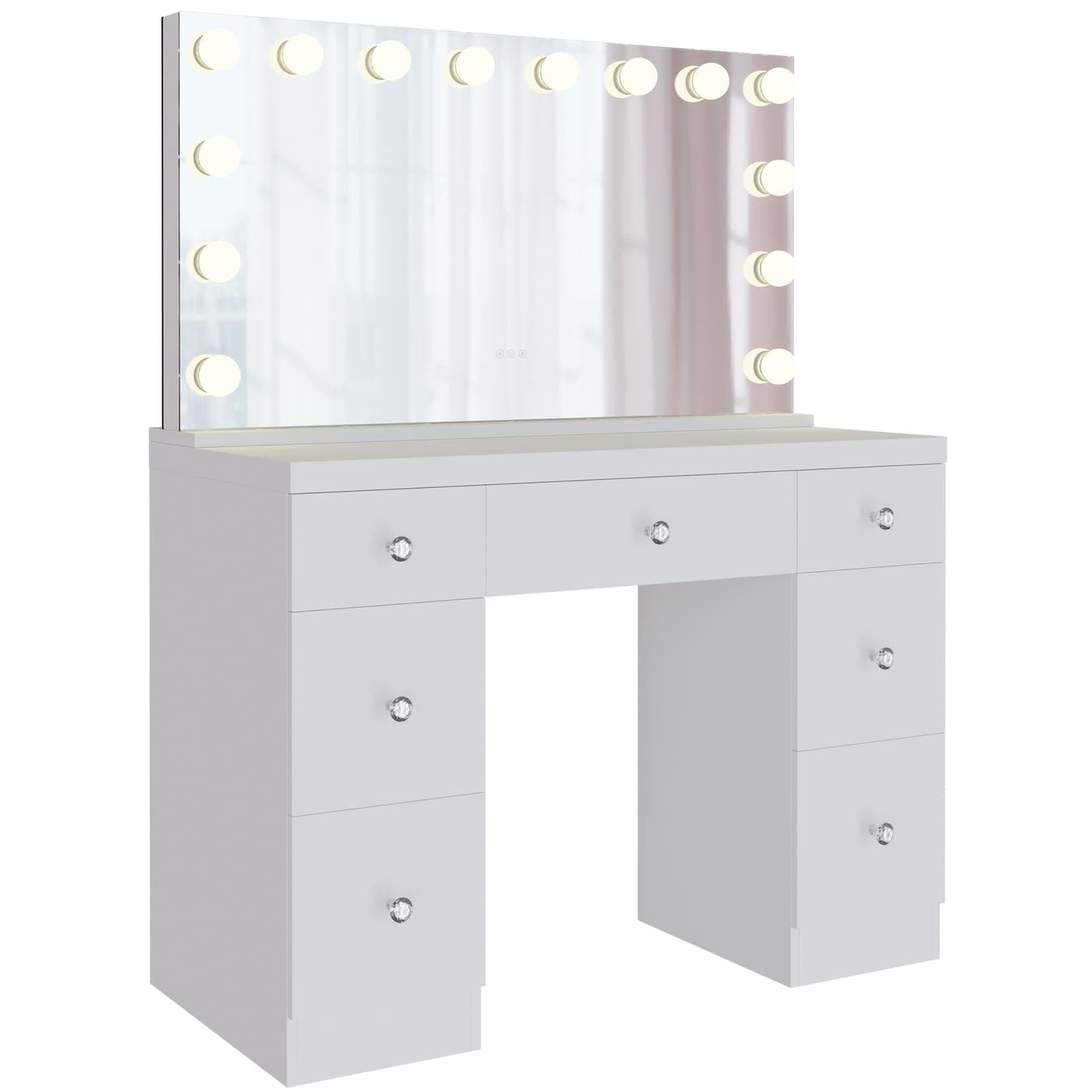 CLP Schminktisch Lerona Weiß LED-Beleuchtung