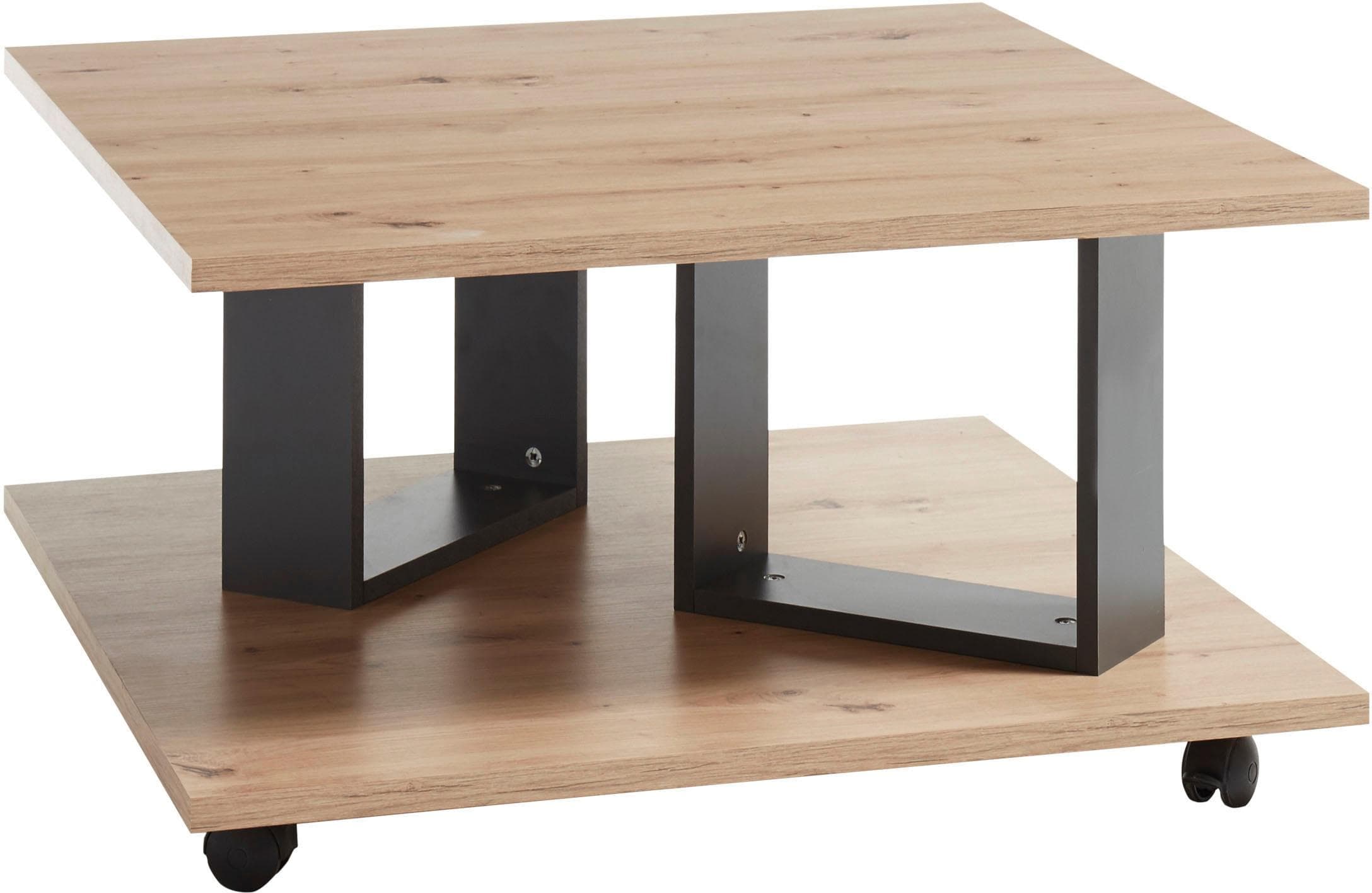 Couchtisch STOLKOM Zera Schwarz Artisan Eiche Rollbar