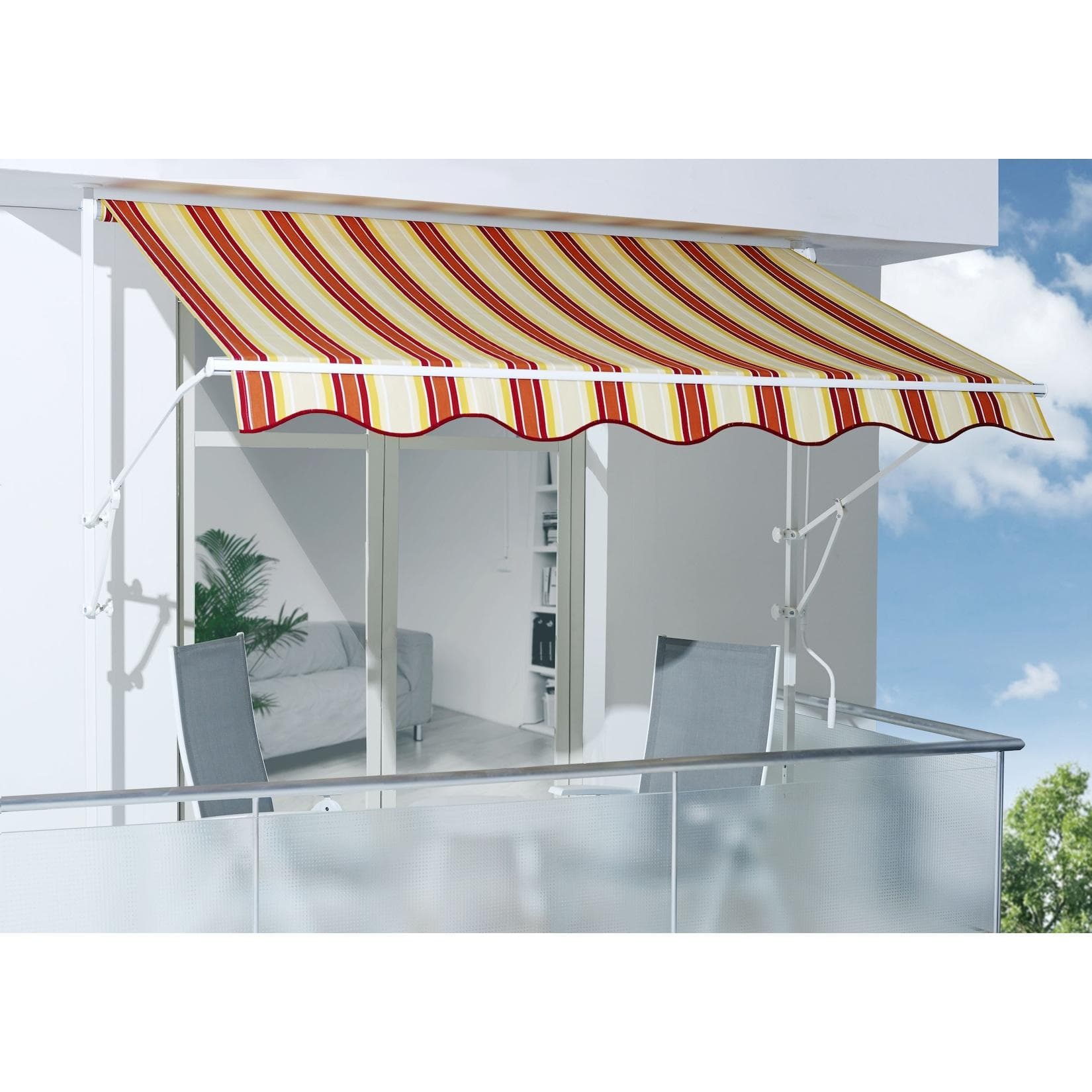 Spettmann Fallarmmarkise LINE Silber Gelb/Rot Sonnenschutz