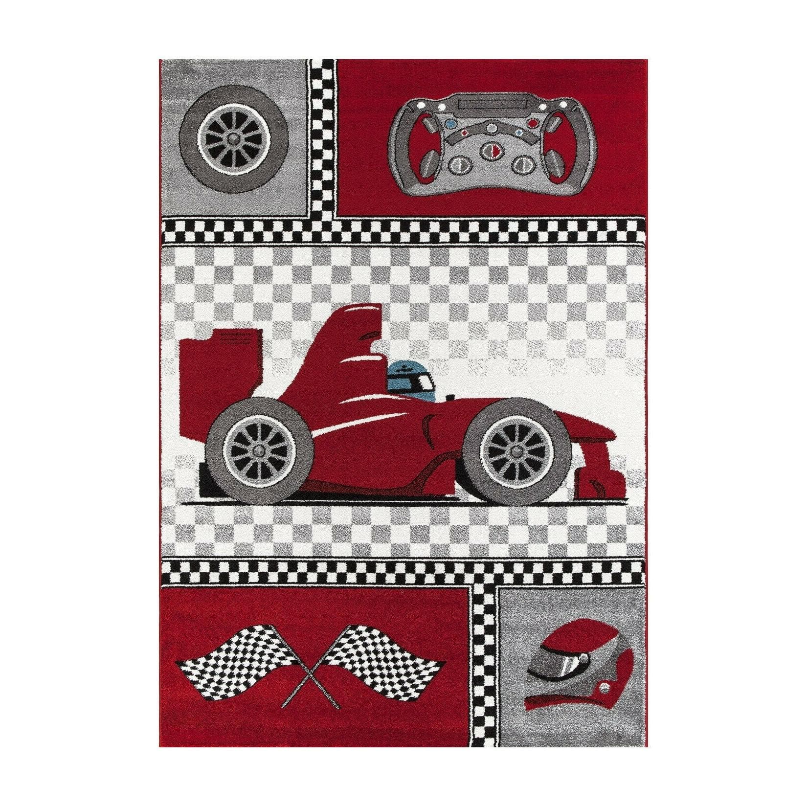 Kinderteppich mit Rennwagen-Muster Rechteckig oder Rund für Kinderzimmer