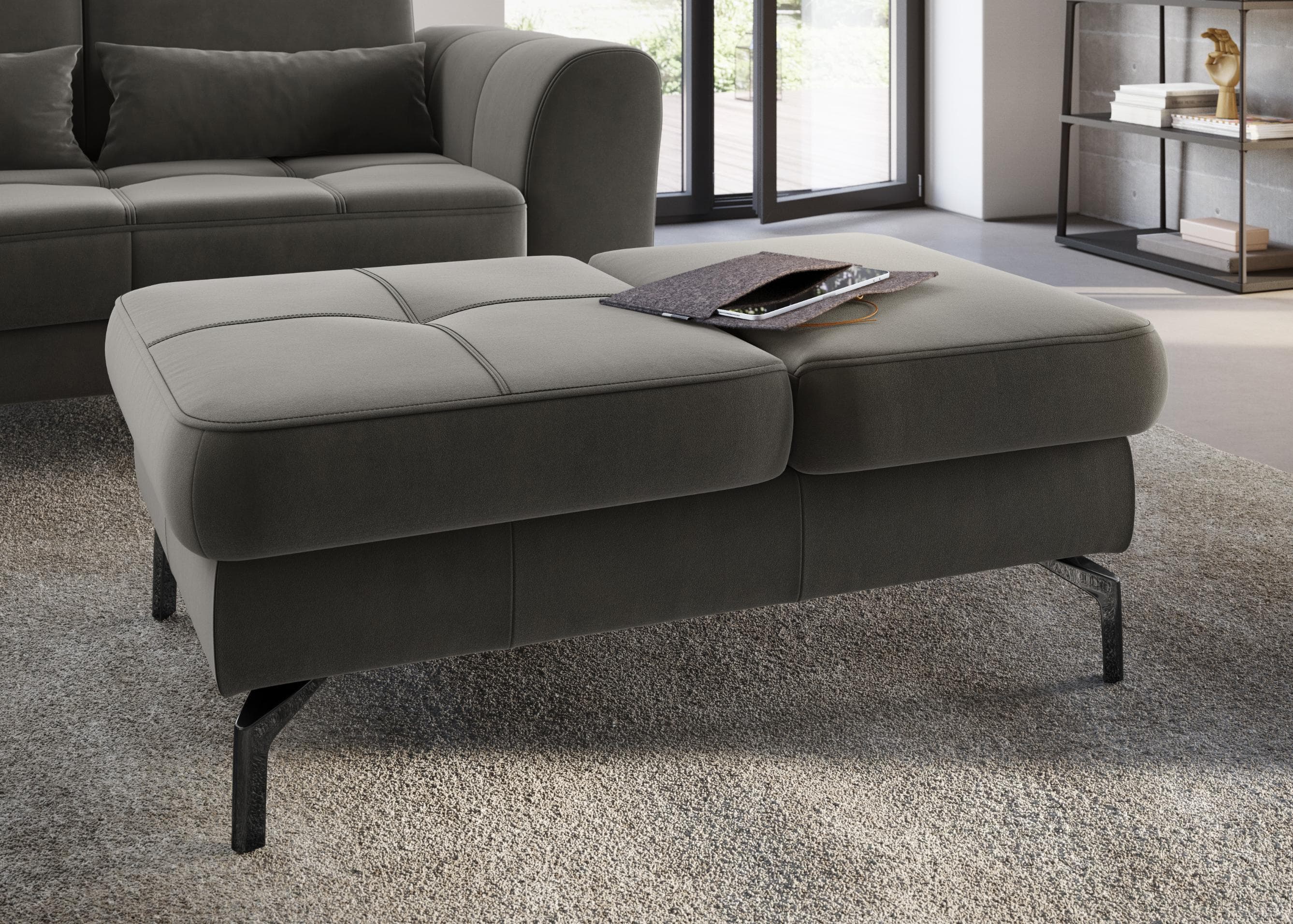 SIT & MORE Hocker Bendigo Anthrazit mit Klappfunktion