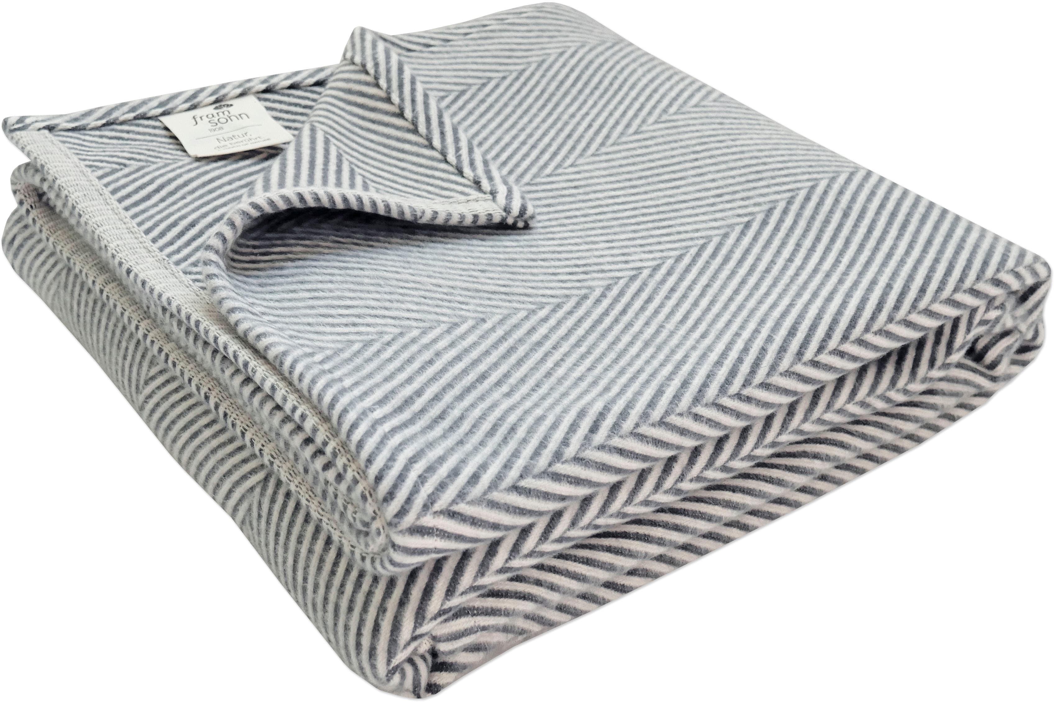 FRAMSOHN FROTTIER Bio Flanell Wohndecke Anthrazit Zick-Zack