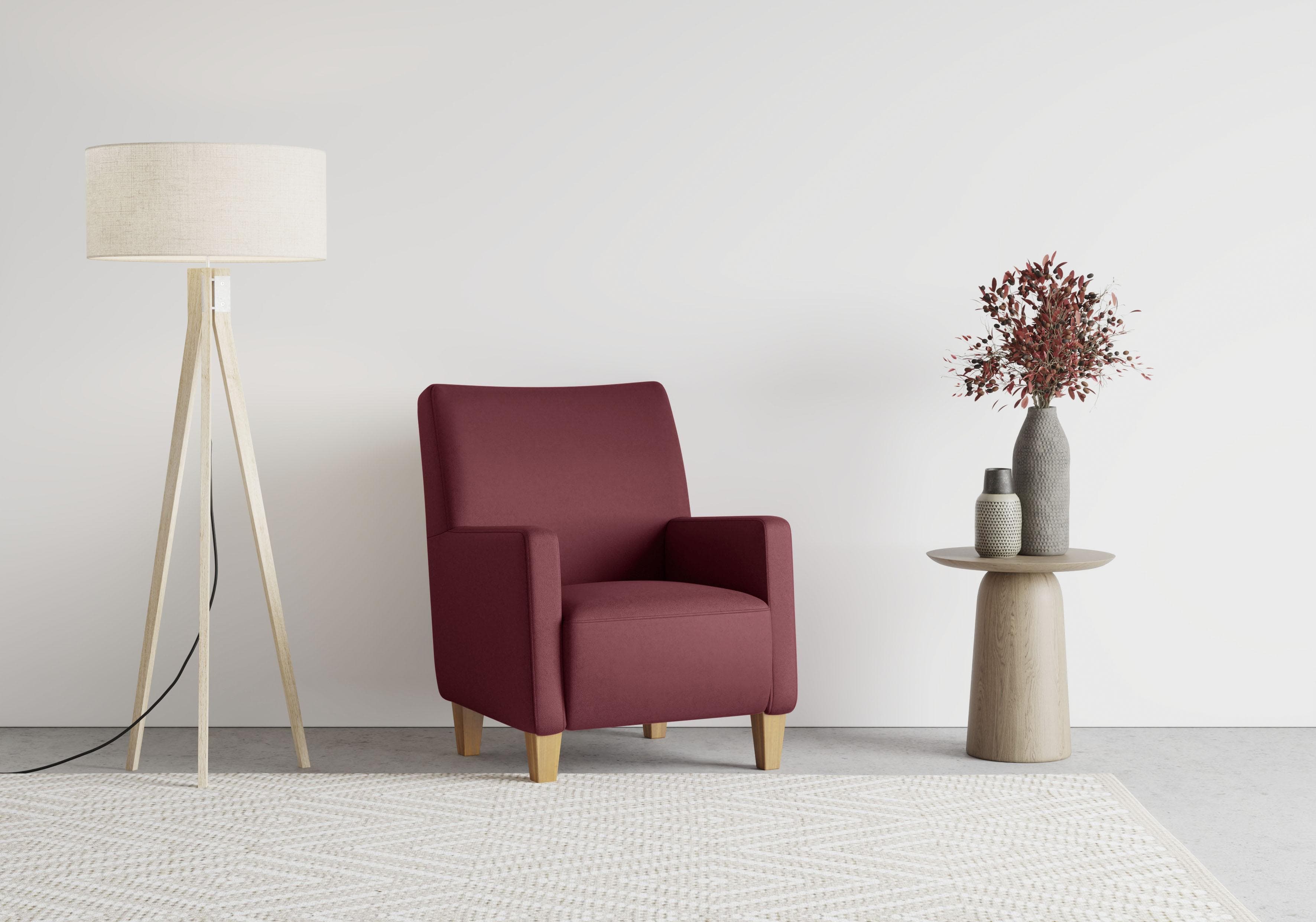 SIT & MORE Sessel Bosse Bordeaux Microfaser Holzbeine