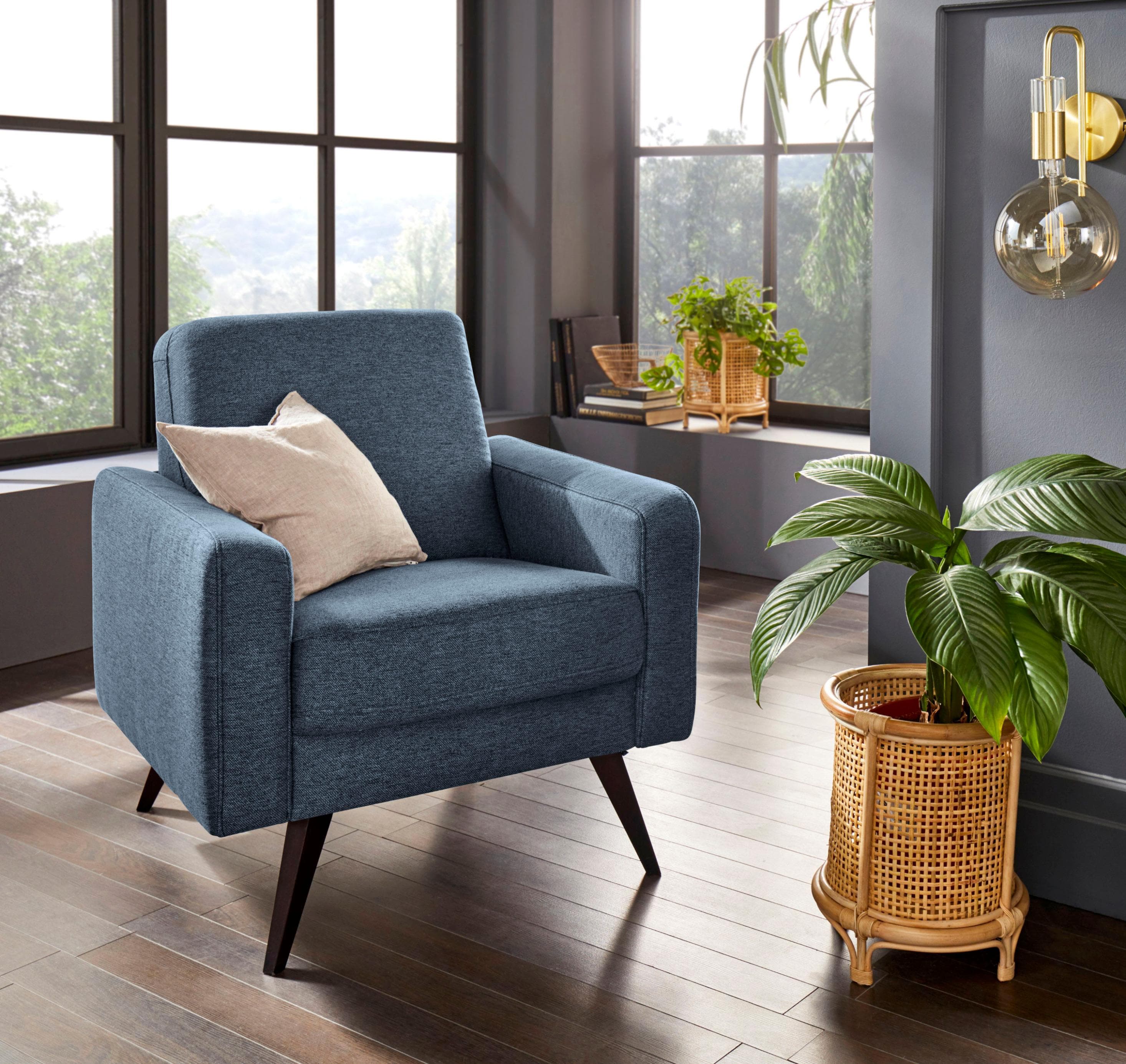 EXXPO Loungesessel Samso Blau Webvelours