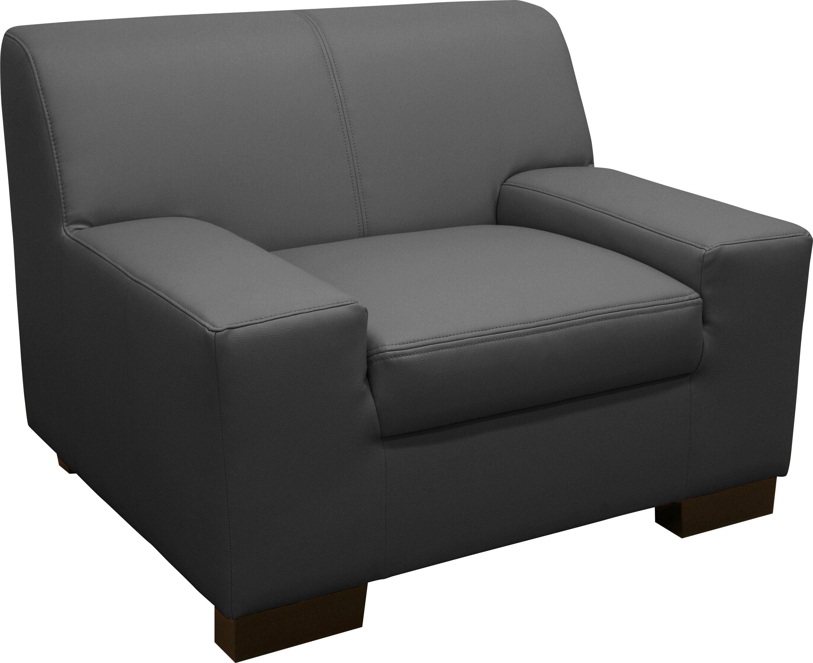 DOMO Collection Sessel Norma Schwarz NaturLEDER Modern