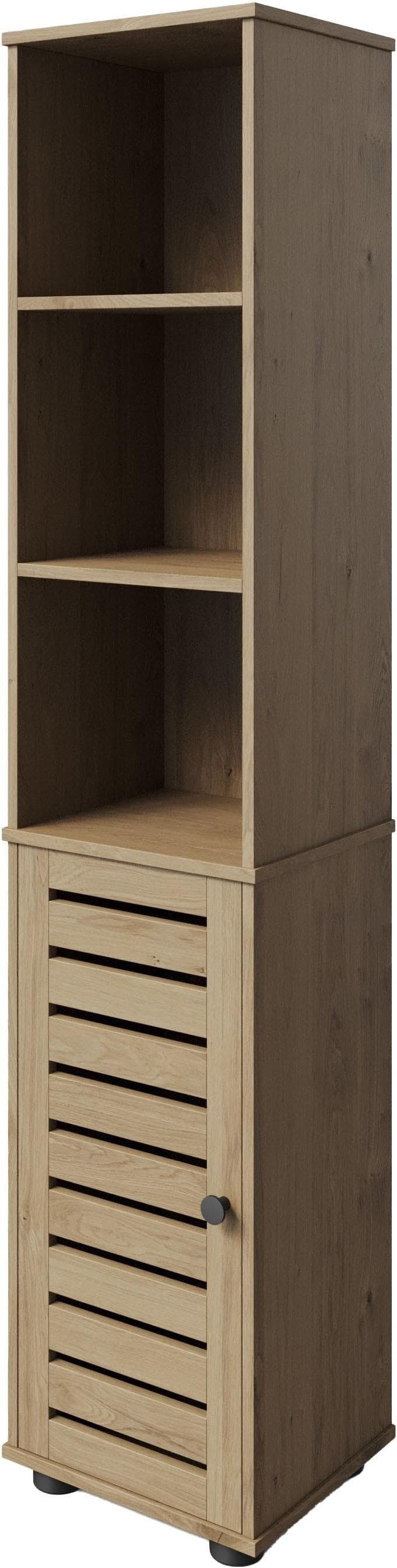 welltime Badezimmerhochschrank Modena Beige, Weiß, Grau