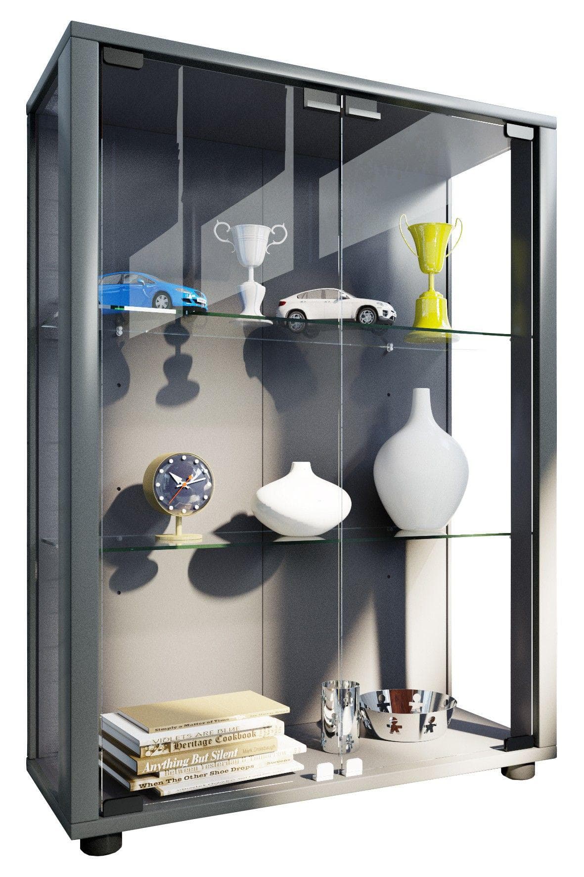 VCM my home Sintalo Vitrine Silber mit Beleuchtung