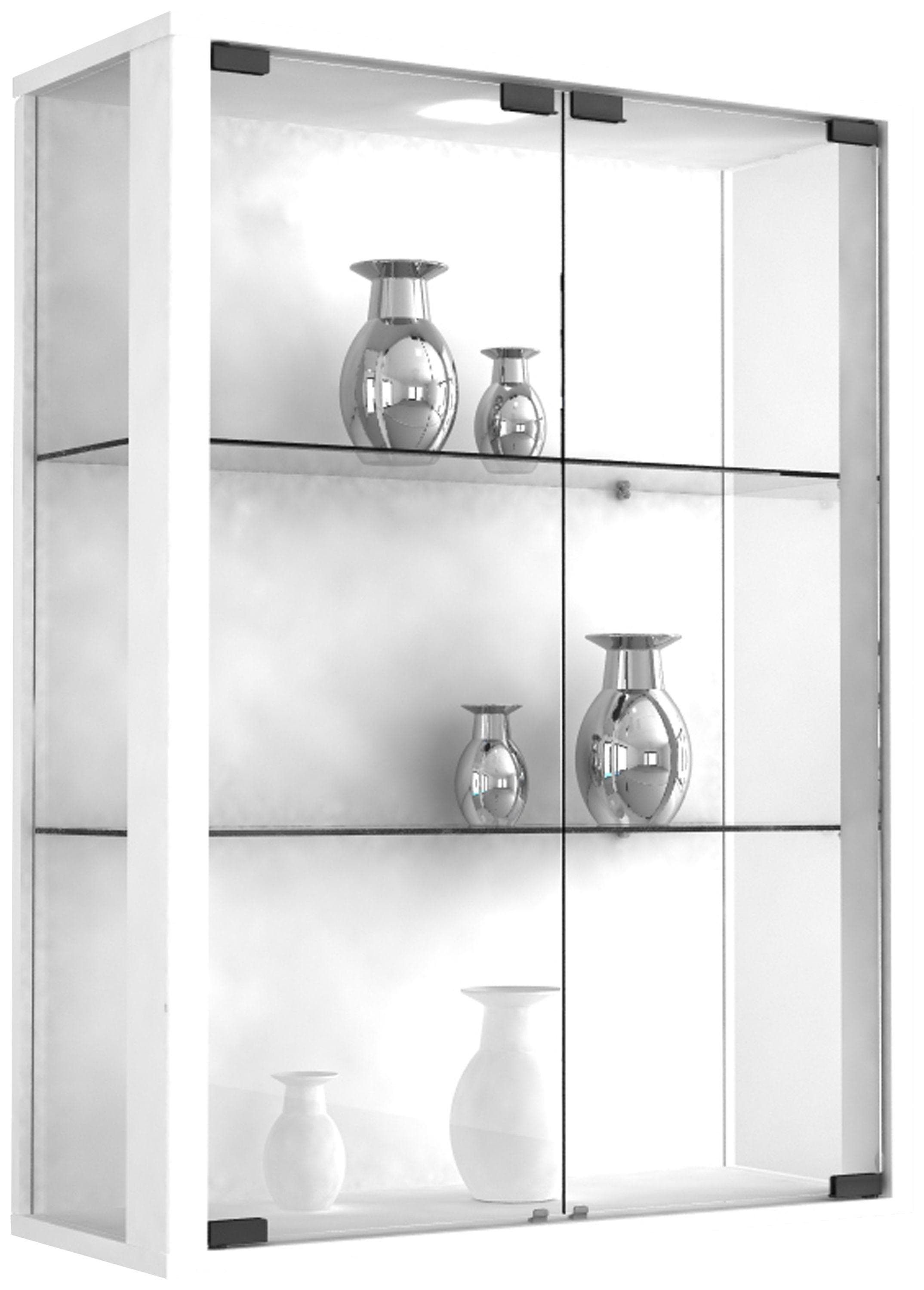 VCM my home Udina Hängevitrine Weiß mit Beleuchtung