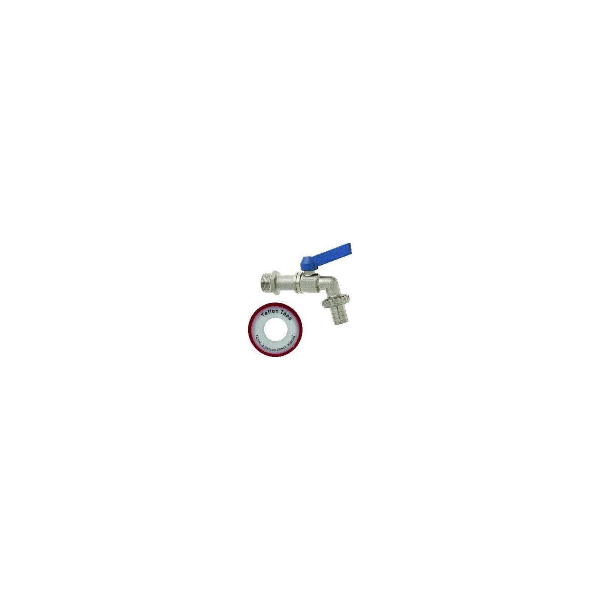 GEKA Kugelauslaufventil-Set 1/2"-10mm Messing vernickelt mit blauem Hebel